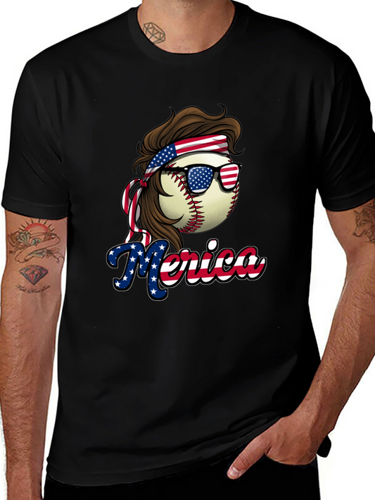 Patriotic Baseball Graphic Tee - USA Pride