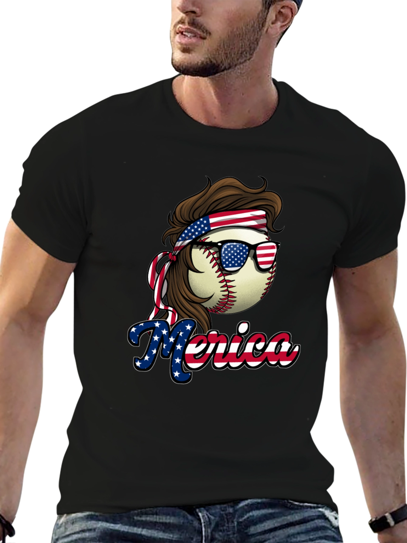 Patriotic Baseball Graphic Tee - USA Pride