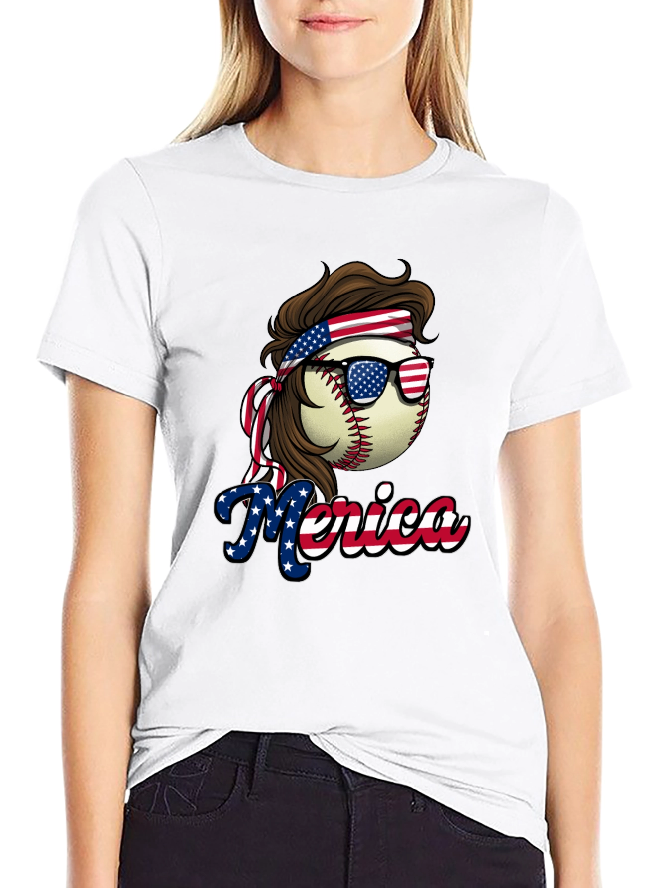 Patriotic Baseball Graphic Tee - USA Pride