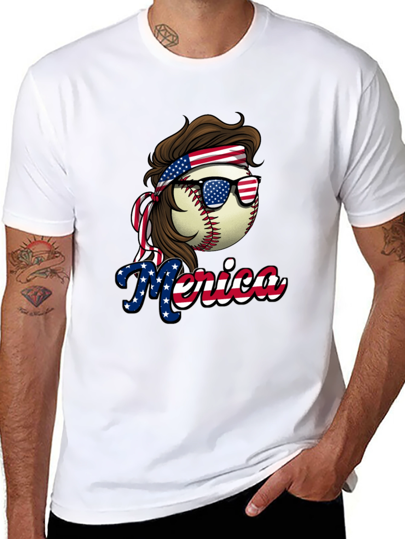Patriotic Baseball Graphic Tee - USA Pride