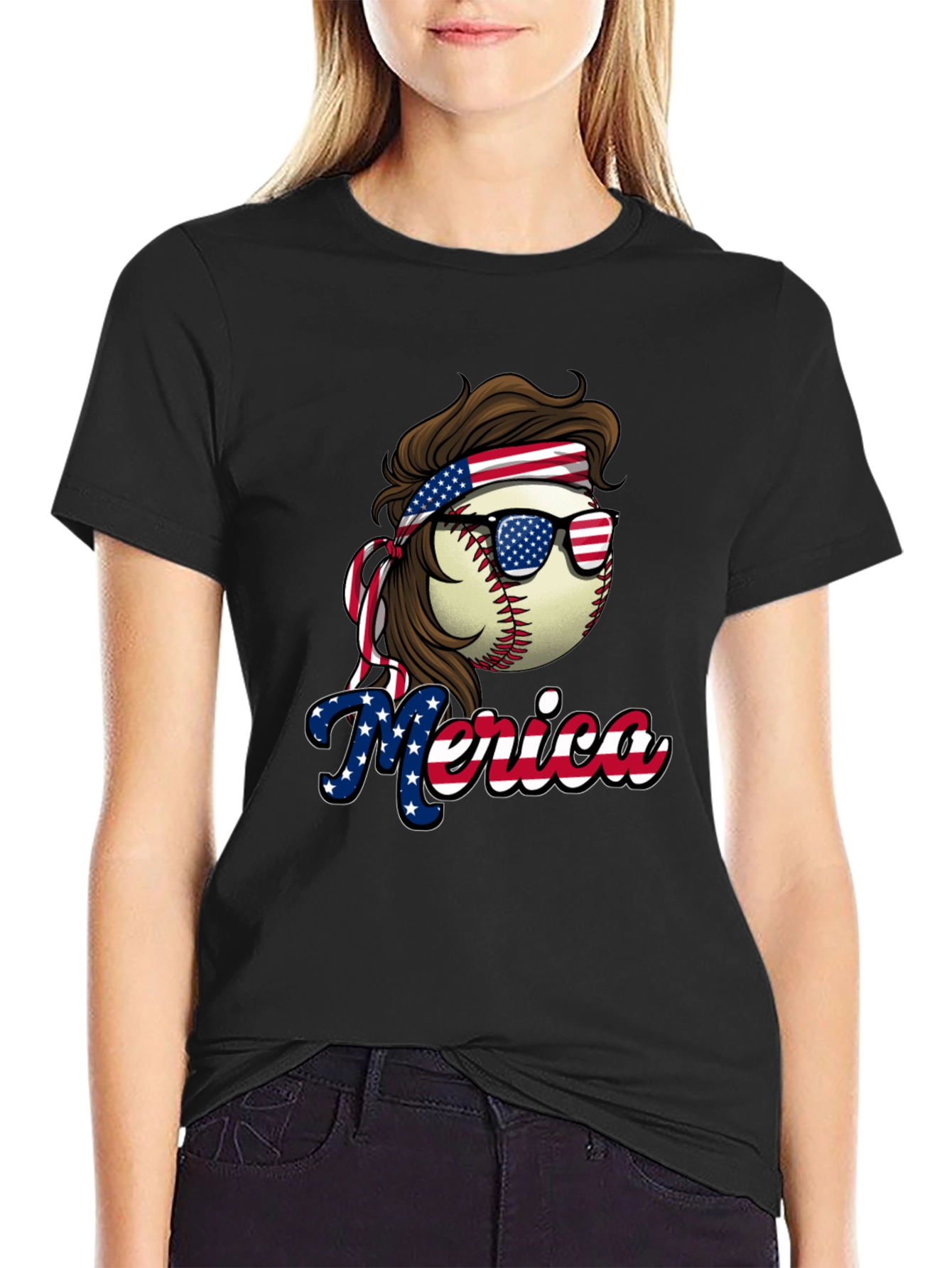 Patriotic Baseball Graphic Tee - USA Pride