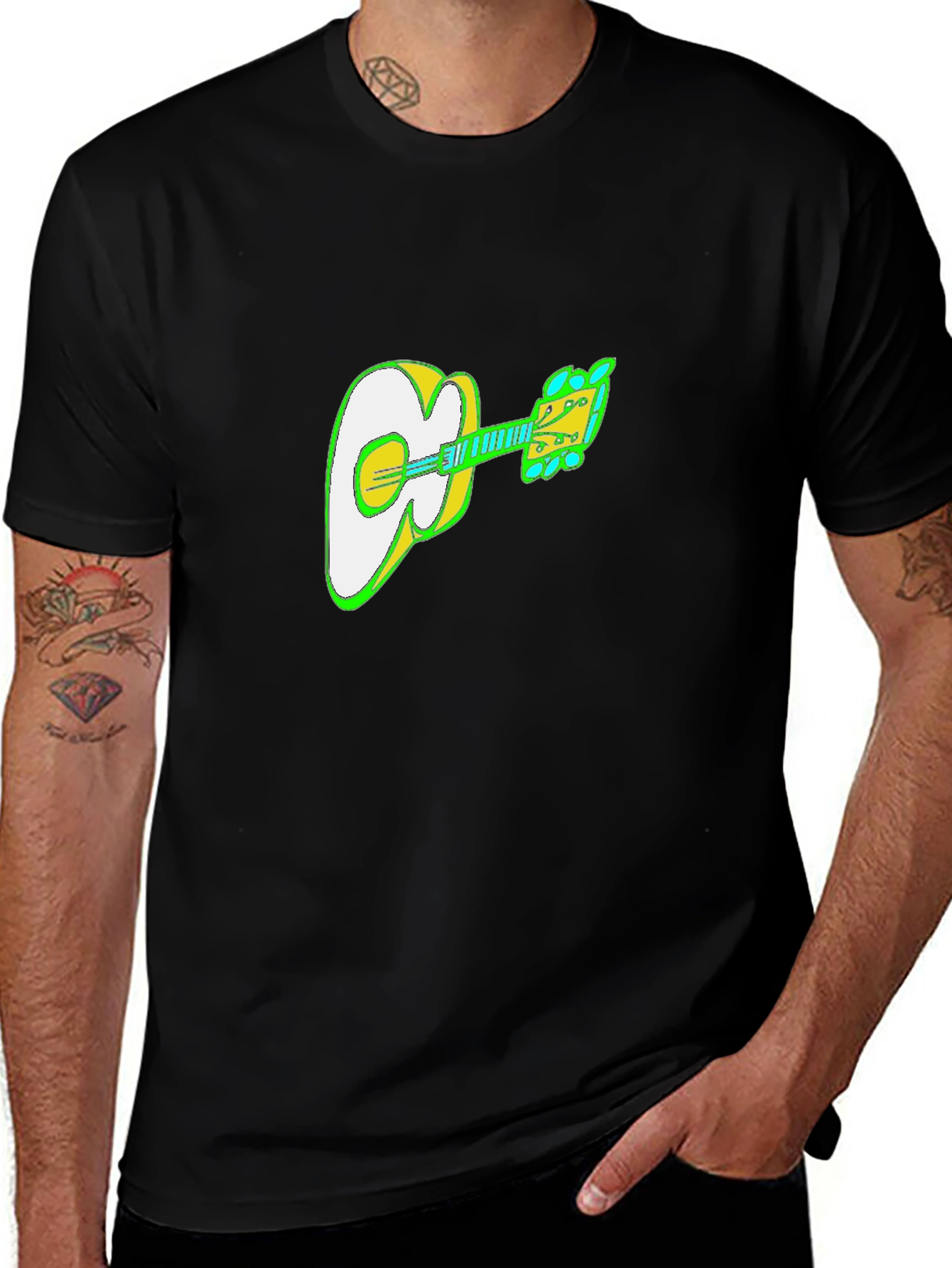Guitar Graphic Black T-Shirt