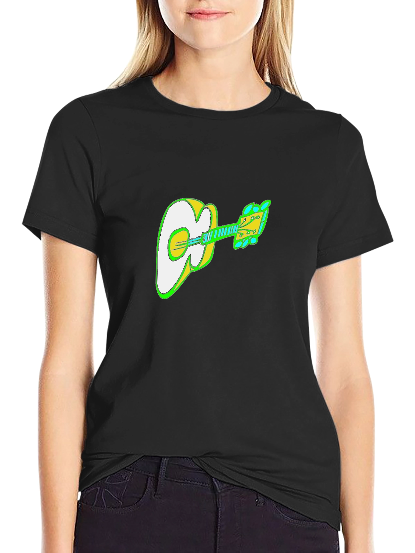 Guitar Graphic Black T-Shirt