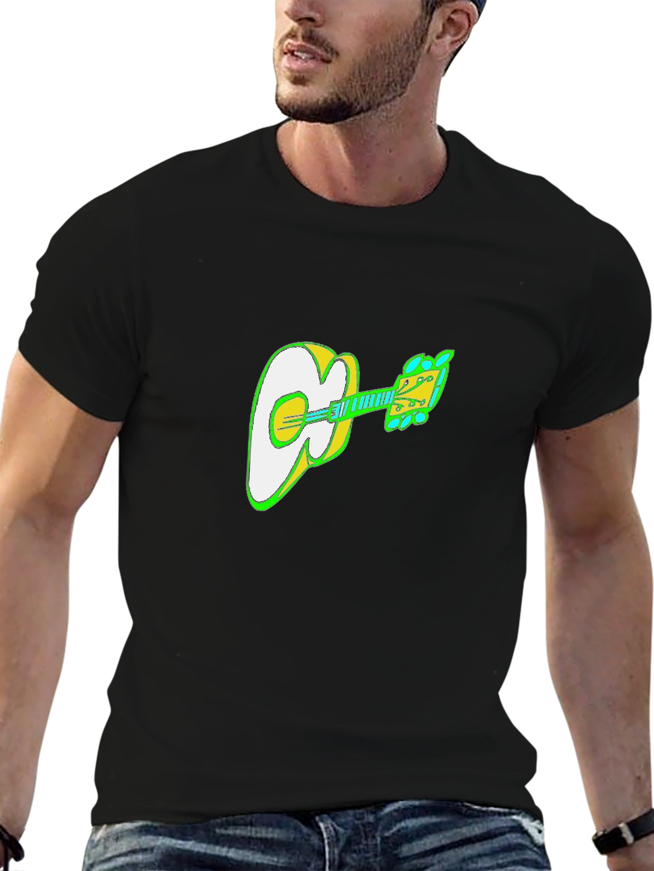 Guitar Graphic Black T-Shirt