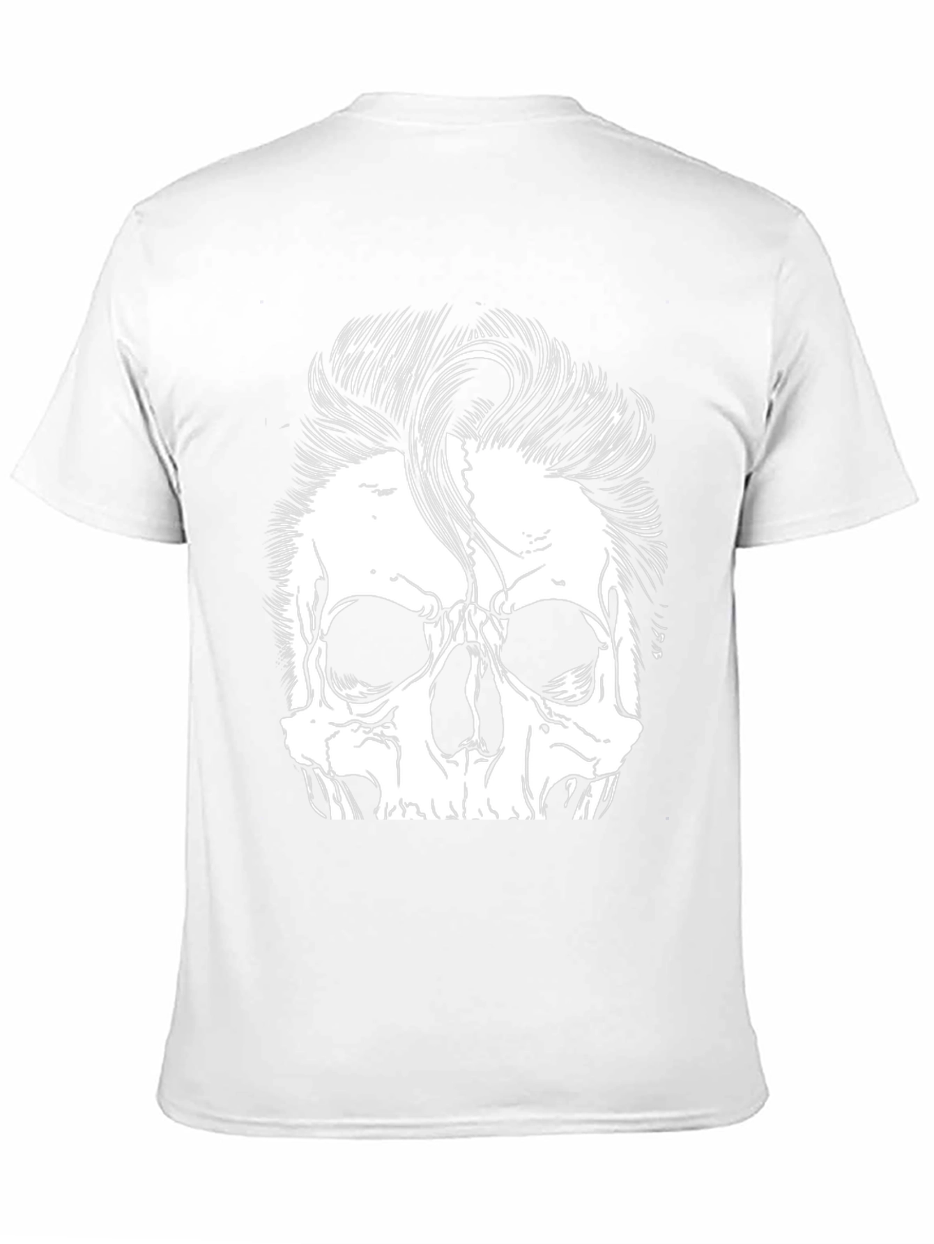 Skull with Hairstyle Graphic Print T-Shirt