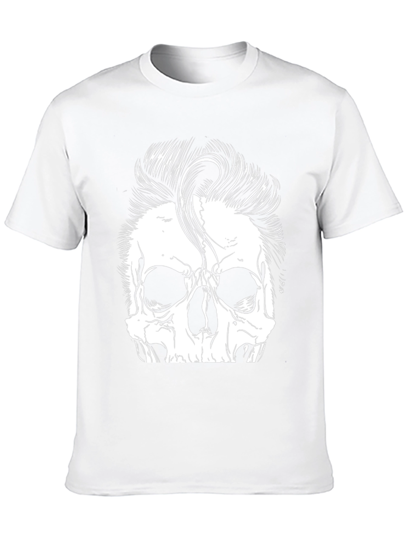 Skull with Hairstyle Graphic Print T-Shirt