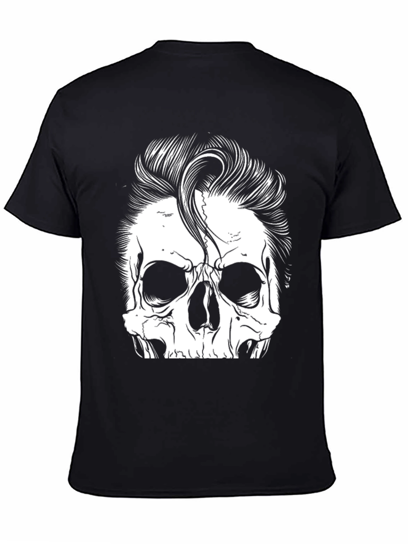 Skull with Hairstyle Graphic Print T-Shirt