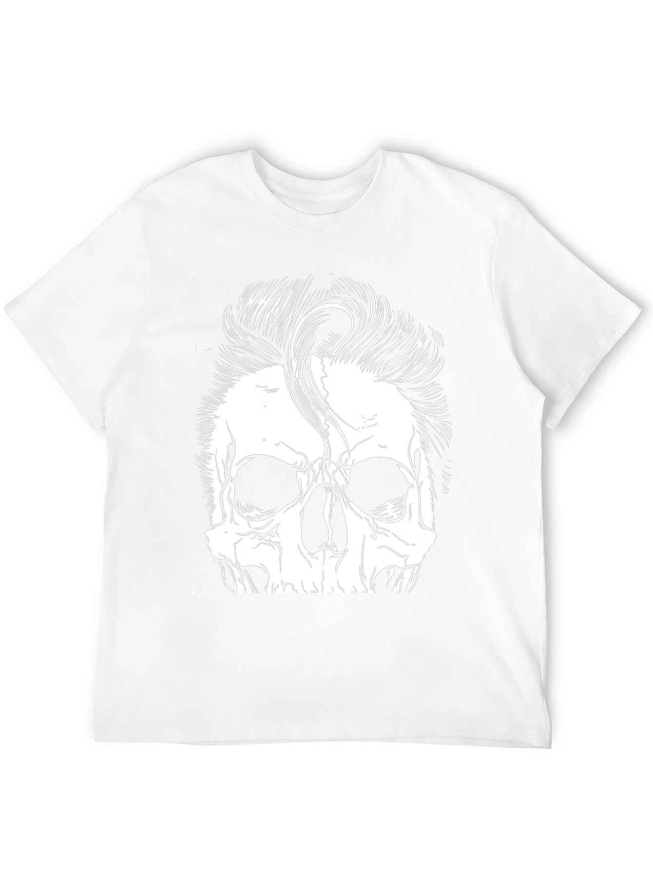 Skull with Hairstyle Graphic Print T-Shirt