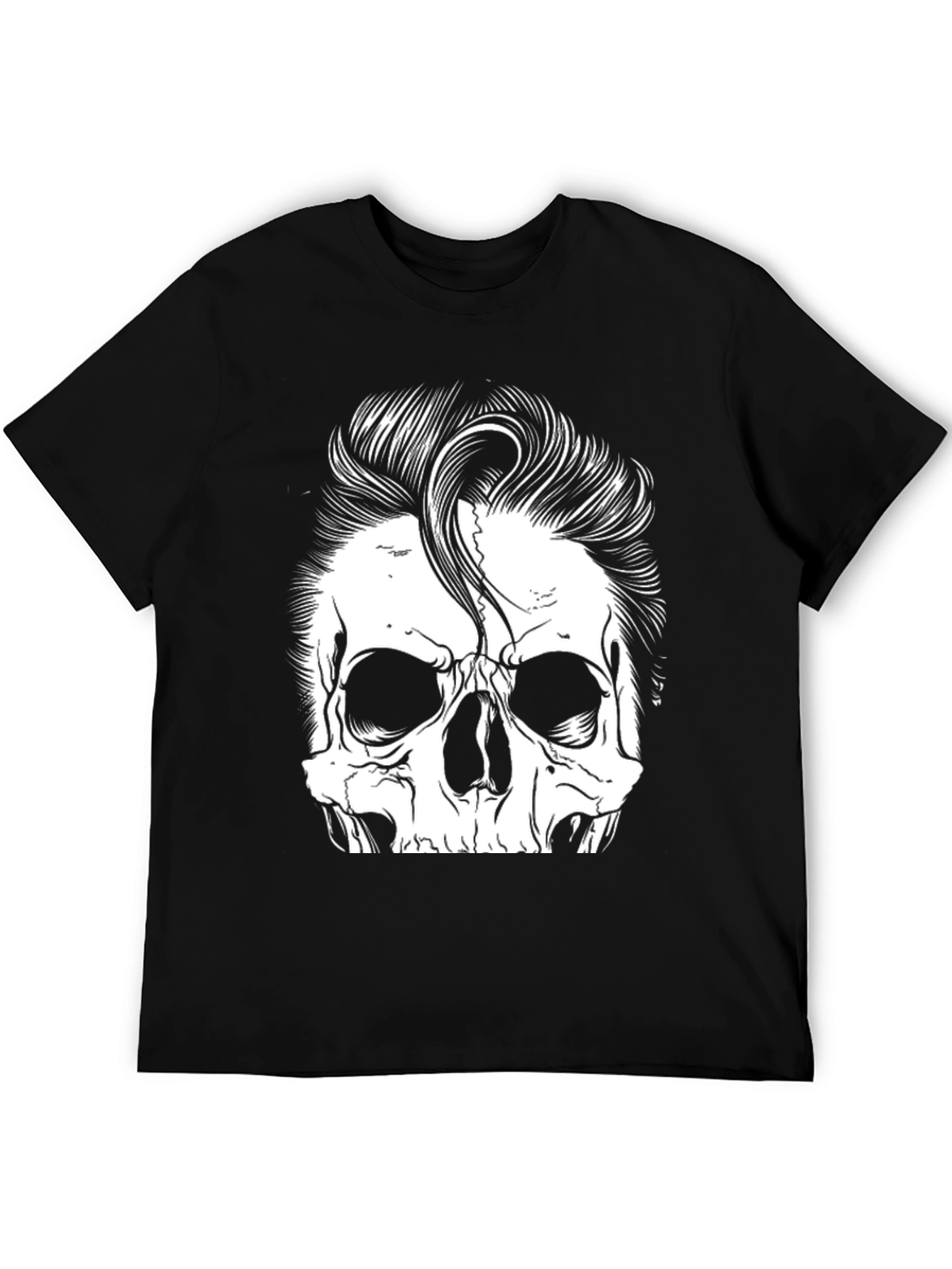 Skull with Hairstyle Graphic Print T-Shirt