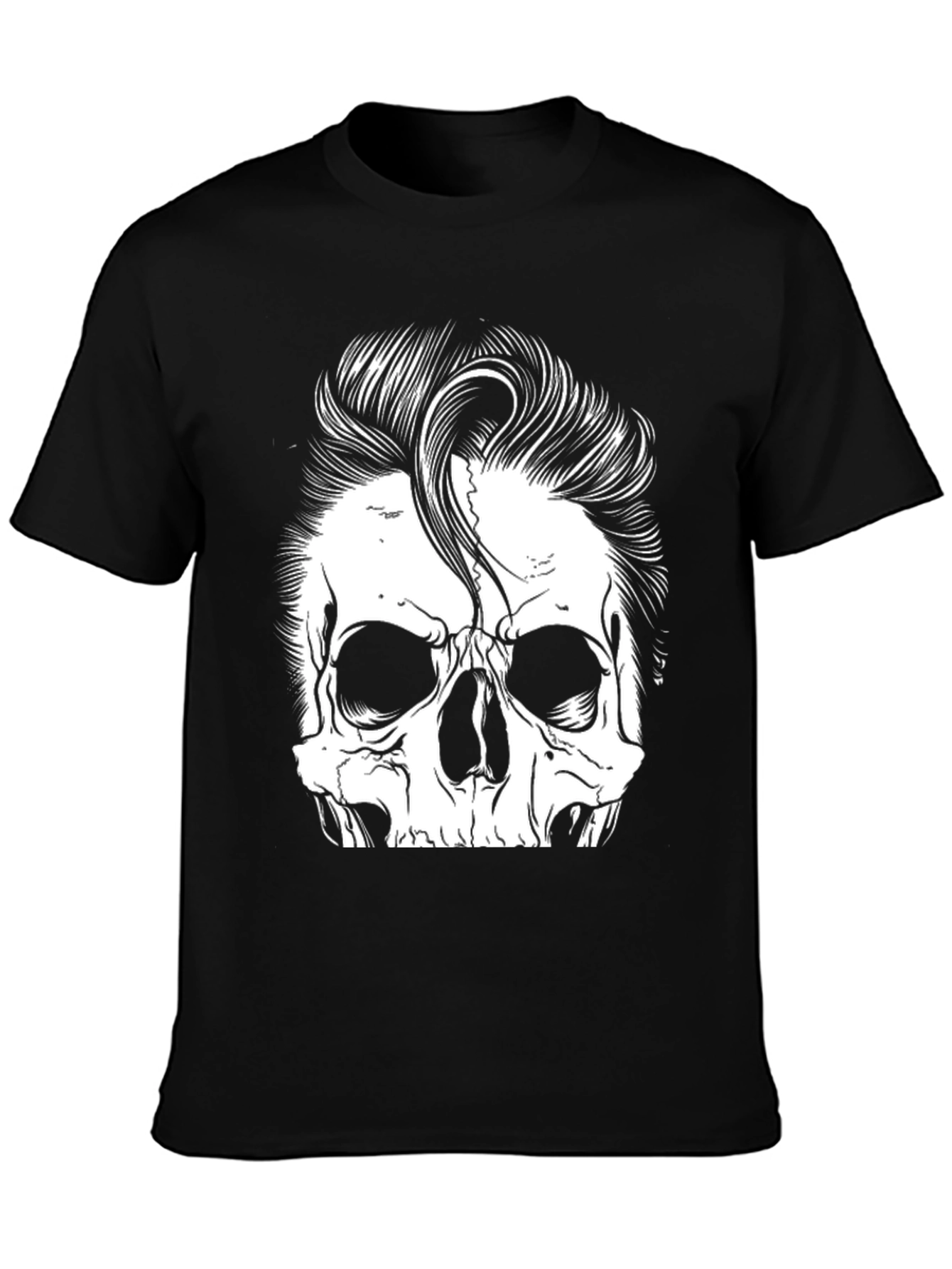 Skull with Hairstyle Graphic Print T-Shirt