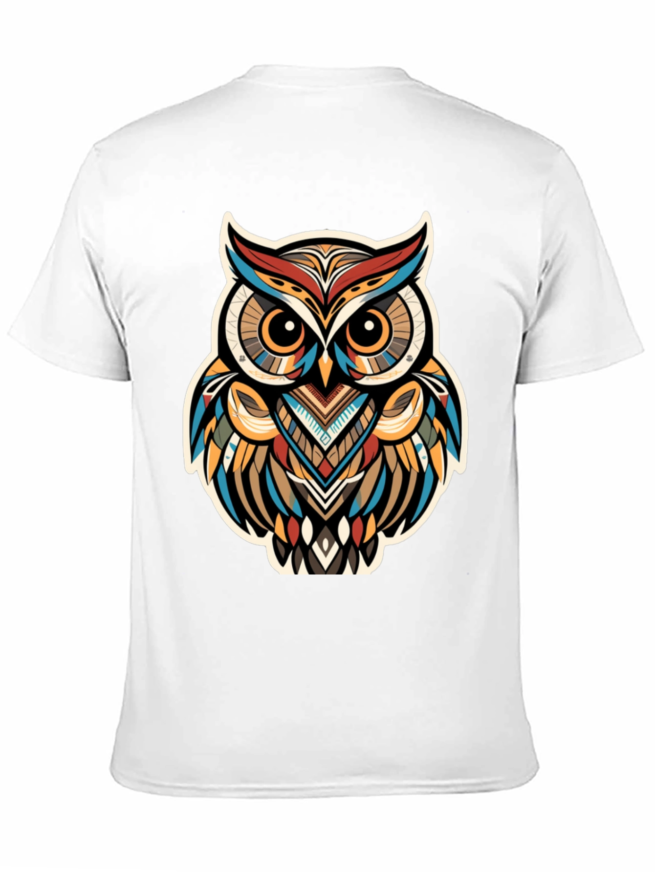 Tribal Owl Graphic Print Black T-Shirt