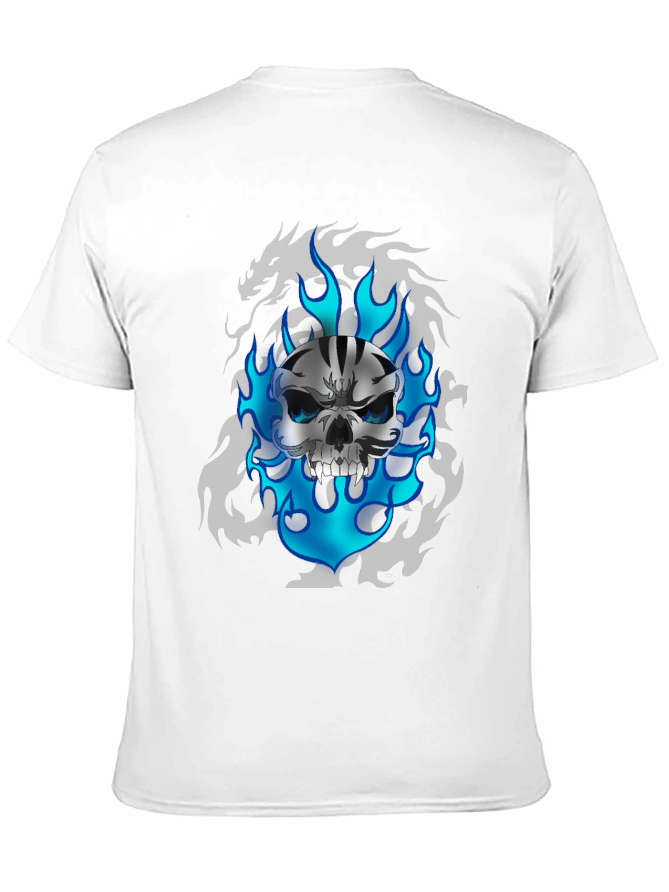 Skull & Flames Graphic Print Black T-Shirt