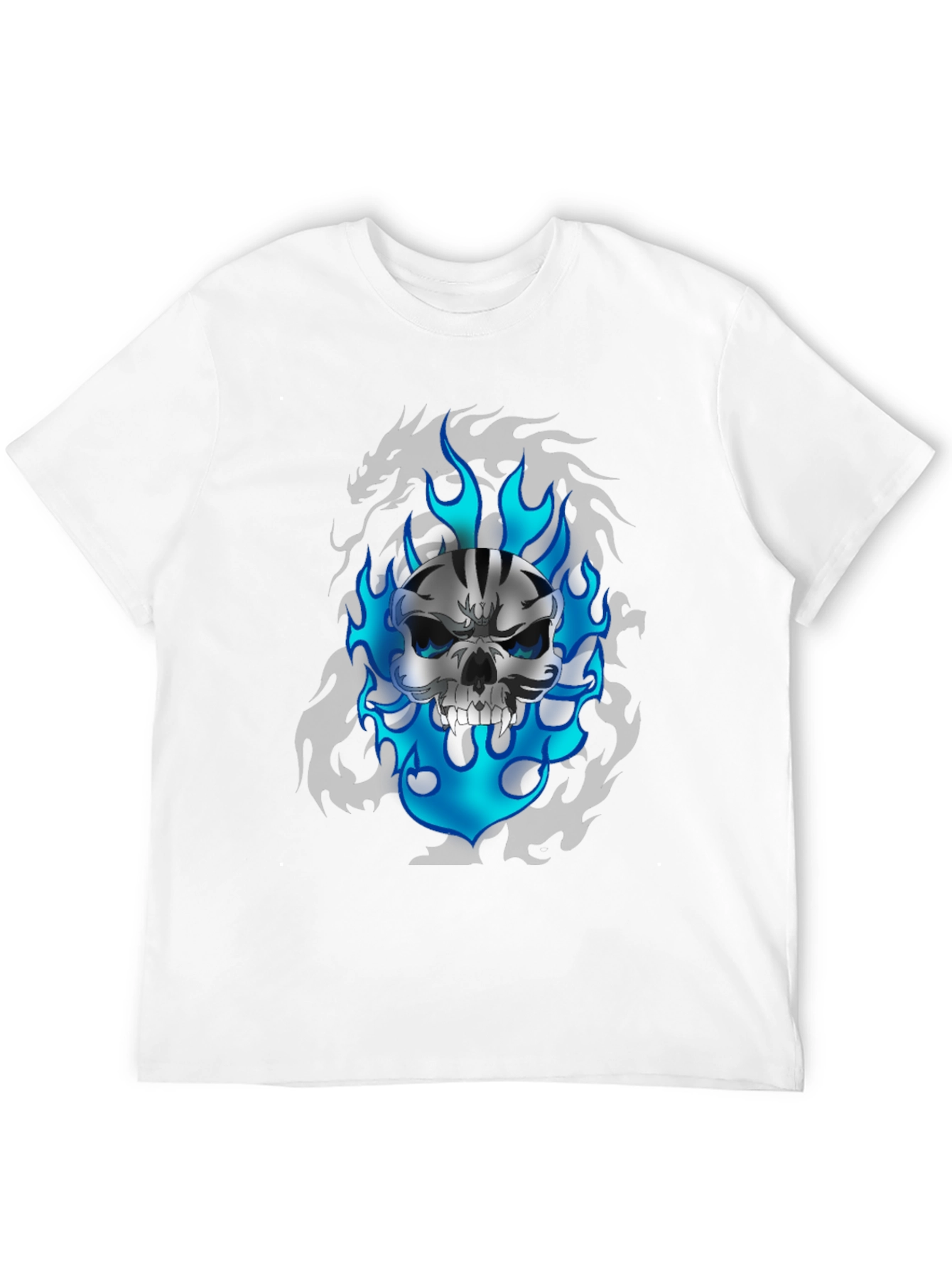 Skull & Flames Graphic Print Black T-Shirt