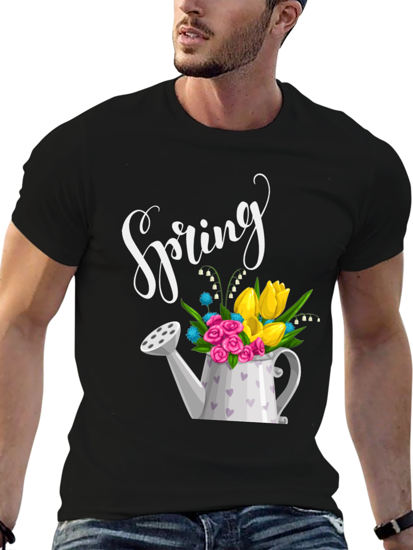 Spring Flower Watering Can Graphic Tee