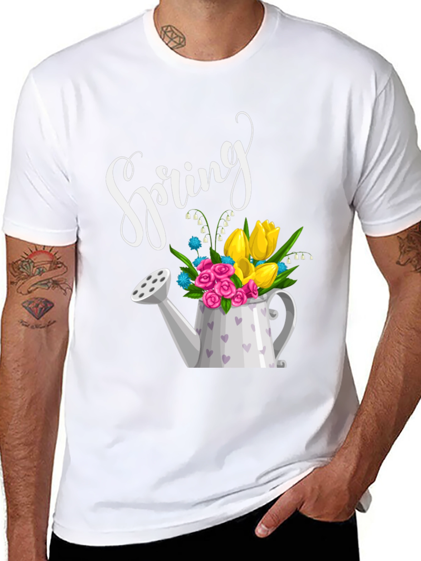 Spring Flower Watering Can Graphic Tee