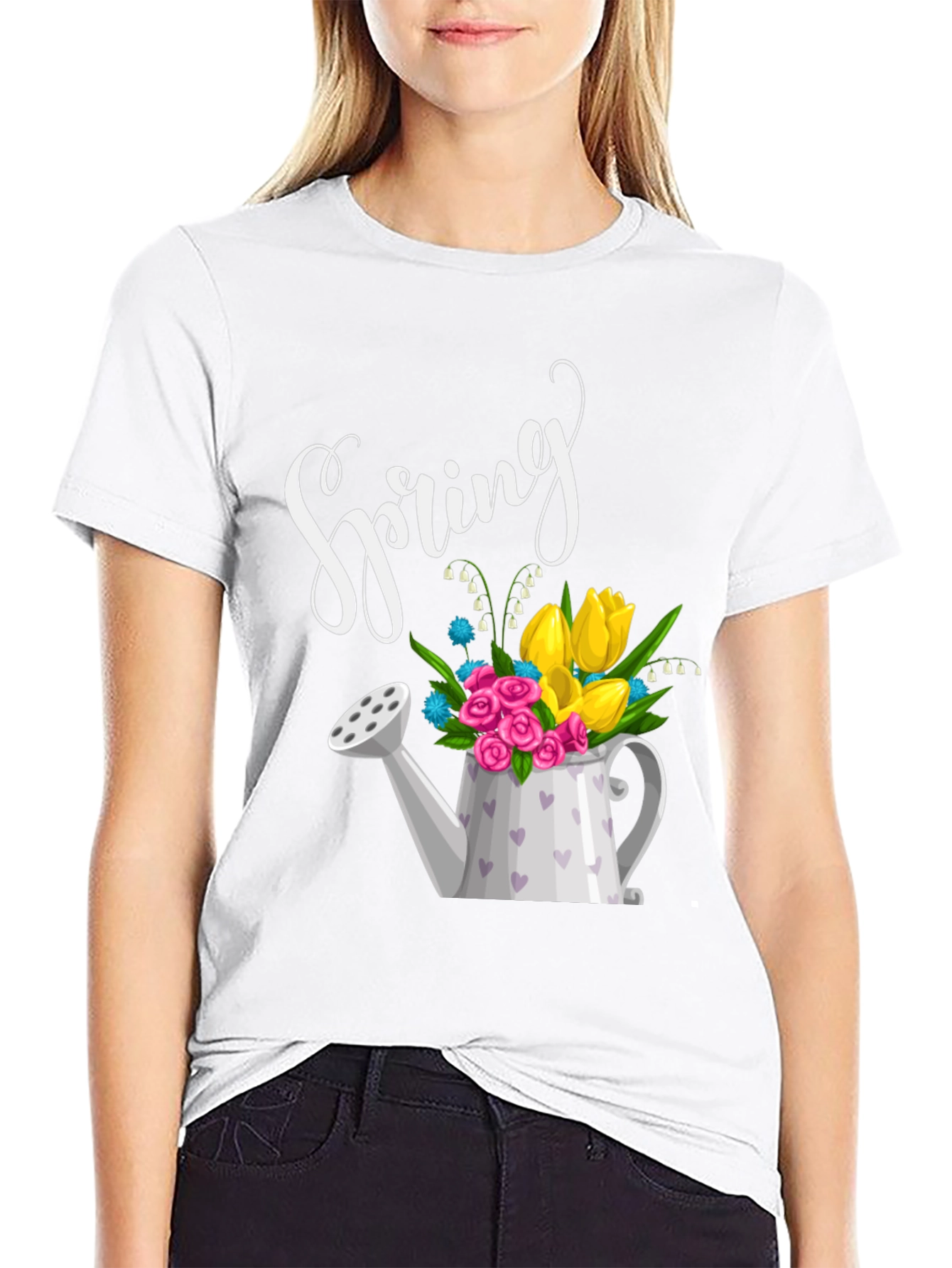 Spring Flower Watering Can Graphic Tee