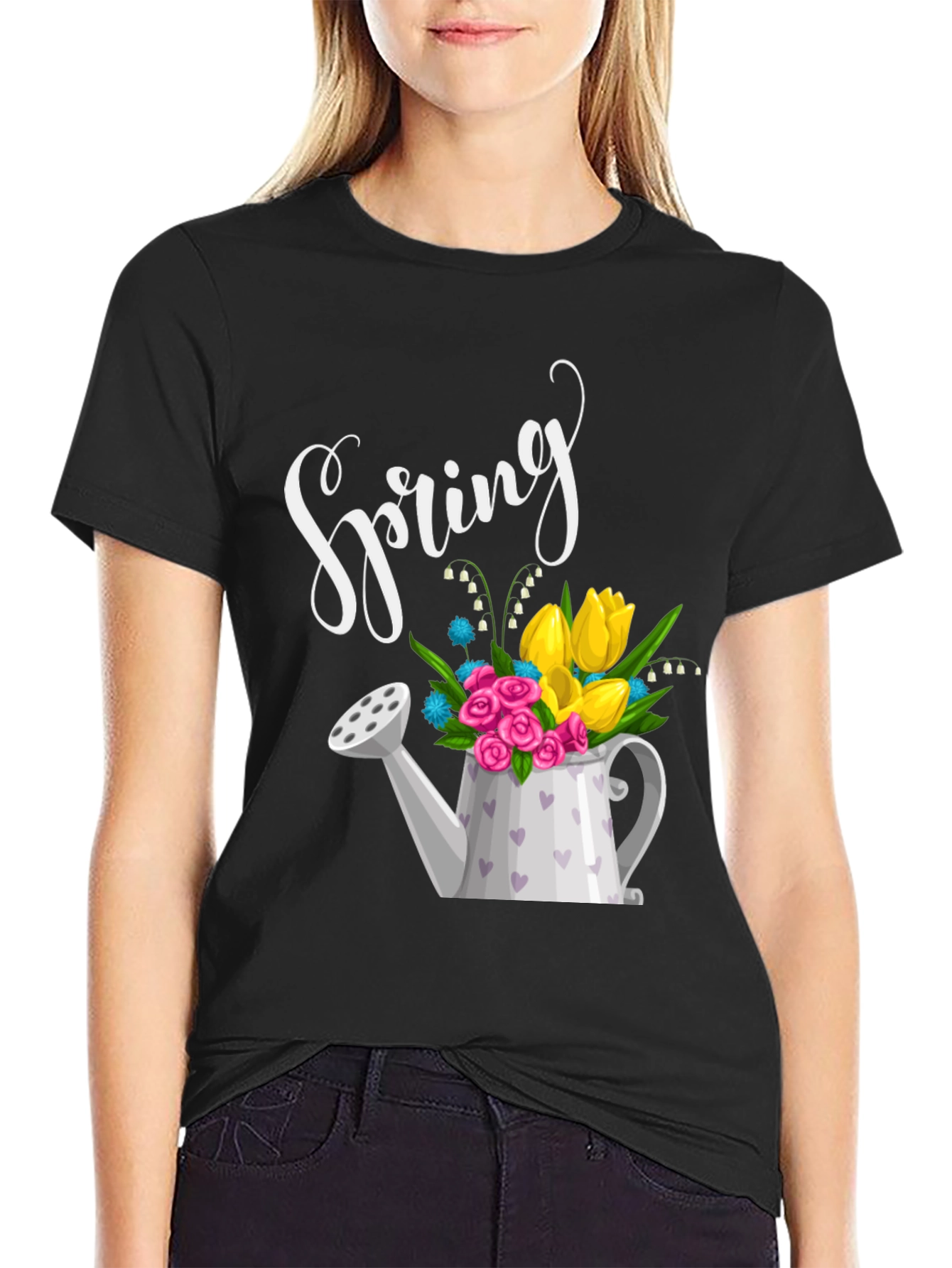 Spring Flower Watering Can Graphic Tee