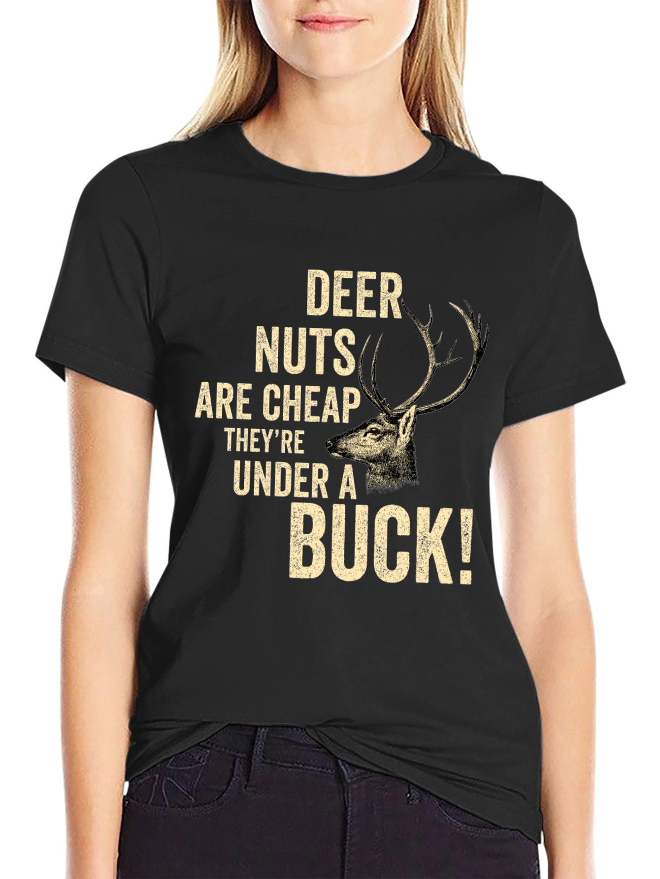 Deer Nuts Under A Buck Funny Graphic T-Shirt