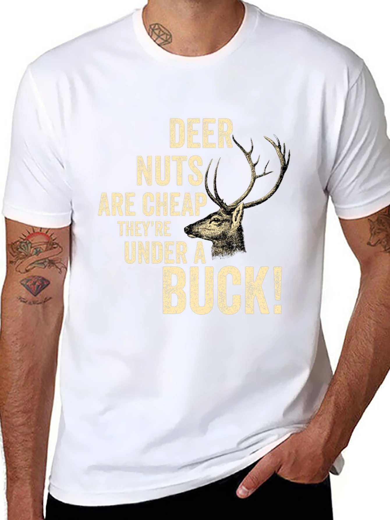 Deer Nuts Under A Buck Funny Graphic T-Shirt