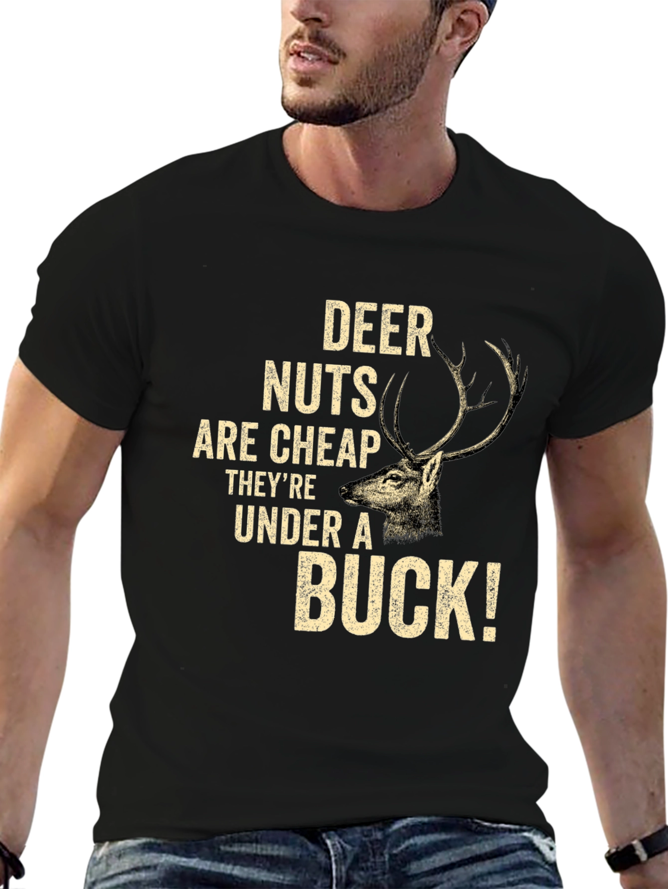 Deer Nuts Under A Buck Funny Graphic T-Shirt