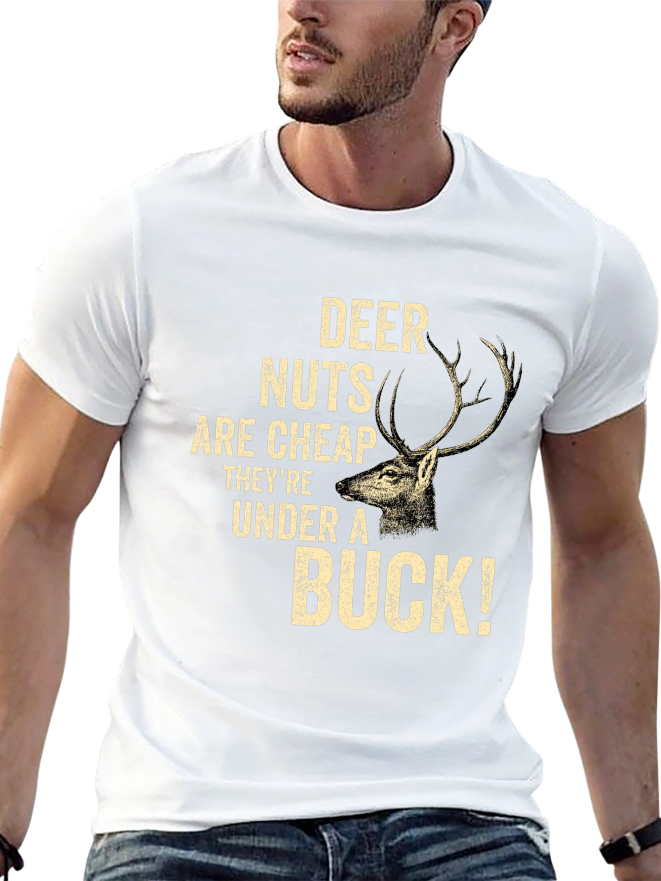 Deer Nuts Under A Buck Funny Graphic T-Shirt