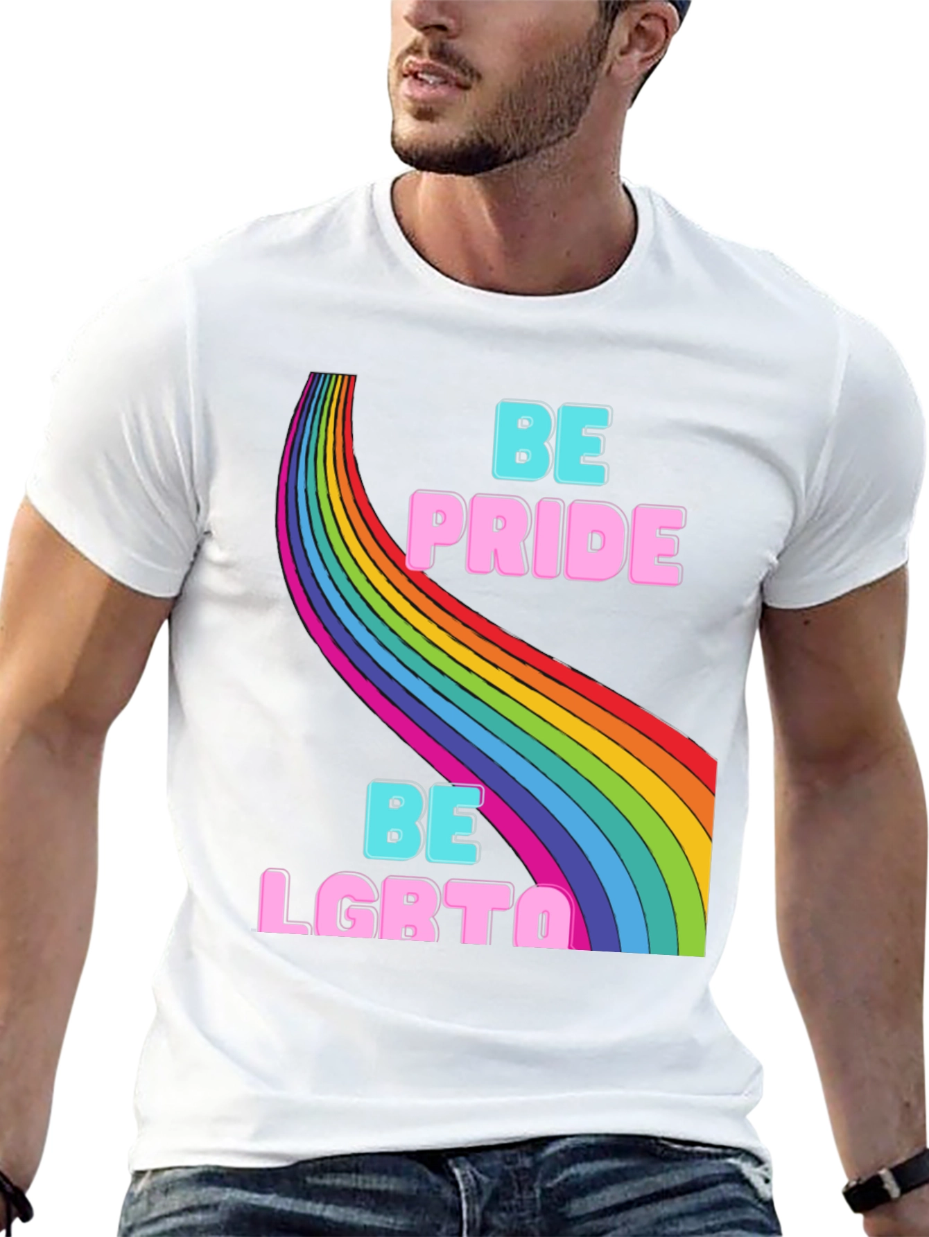 Be Pride LGBTQ Rainbow Graphic T-Shirt
