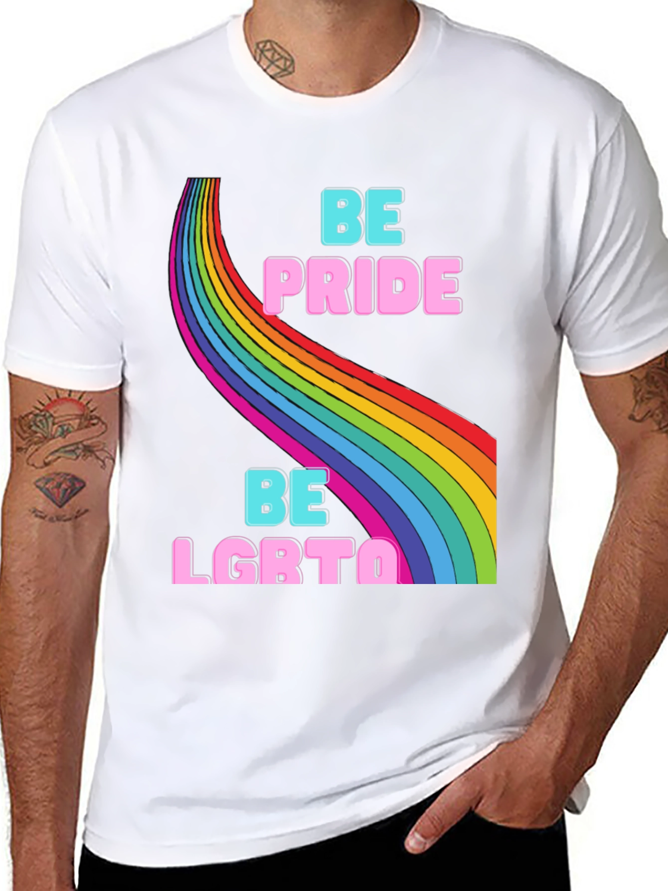 Be Pride LGBTQ Rainbow Graphic T-Shirt