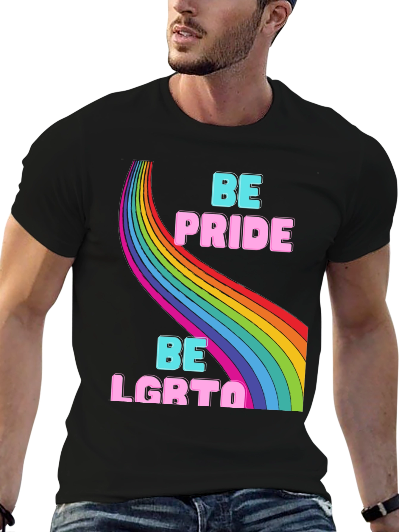 Be Pride LGBTQ Rainbow Graphic T-Shirt