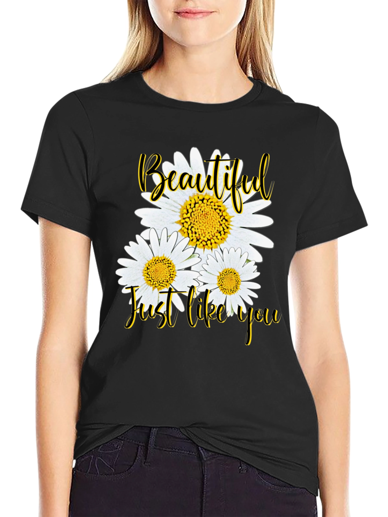 Beautiful Daisy Graphic Tee - Black Unisex T-Shirt