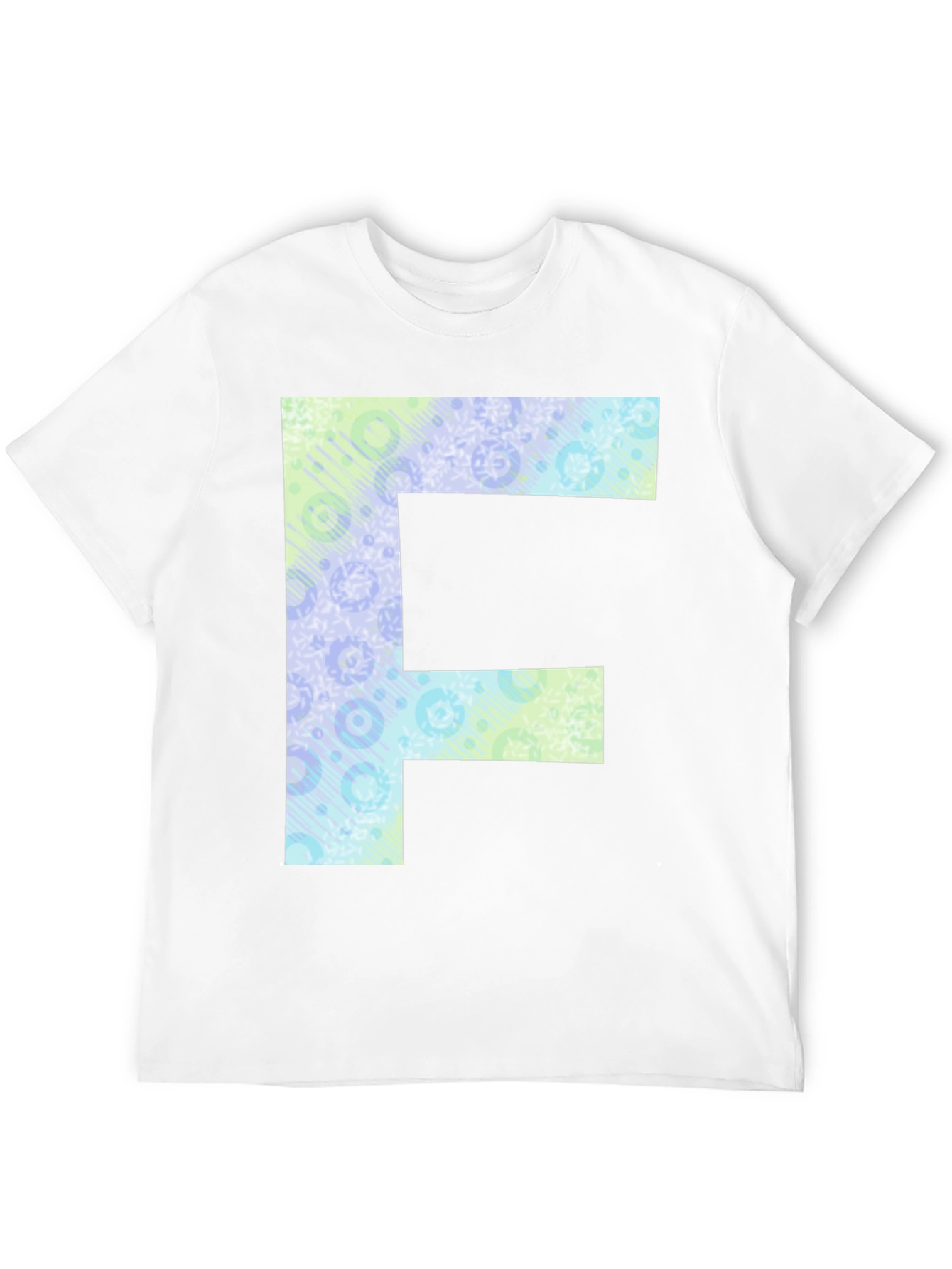 Letter F Patterned Tee - Black Cotton Casual Shirt
