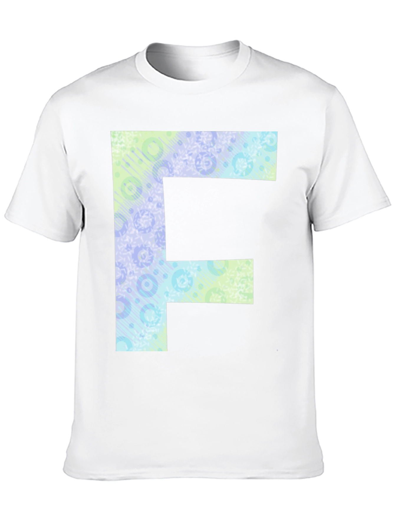 Letter F Patterned Tee - Black Cotton Casual Shirt