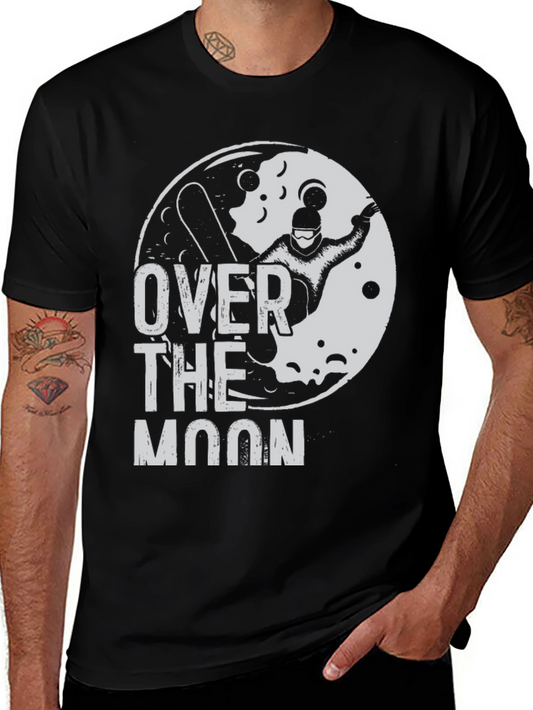 Over the Moon Snowboarder Black Graphic Tee