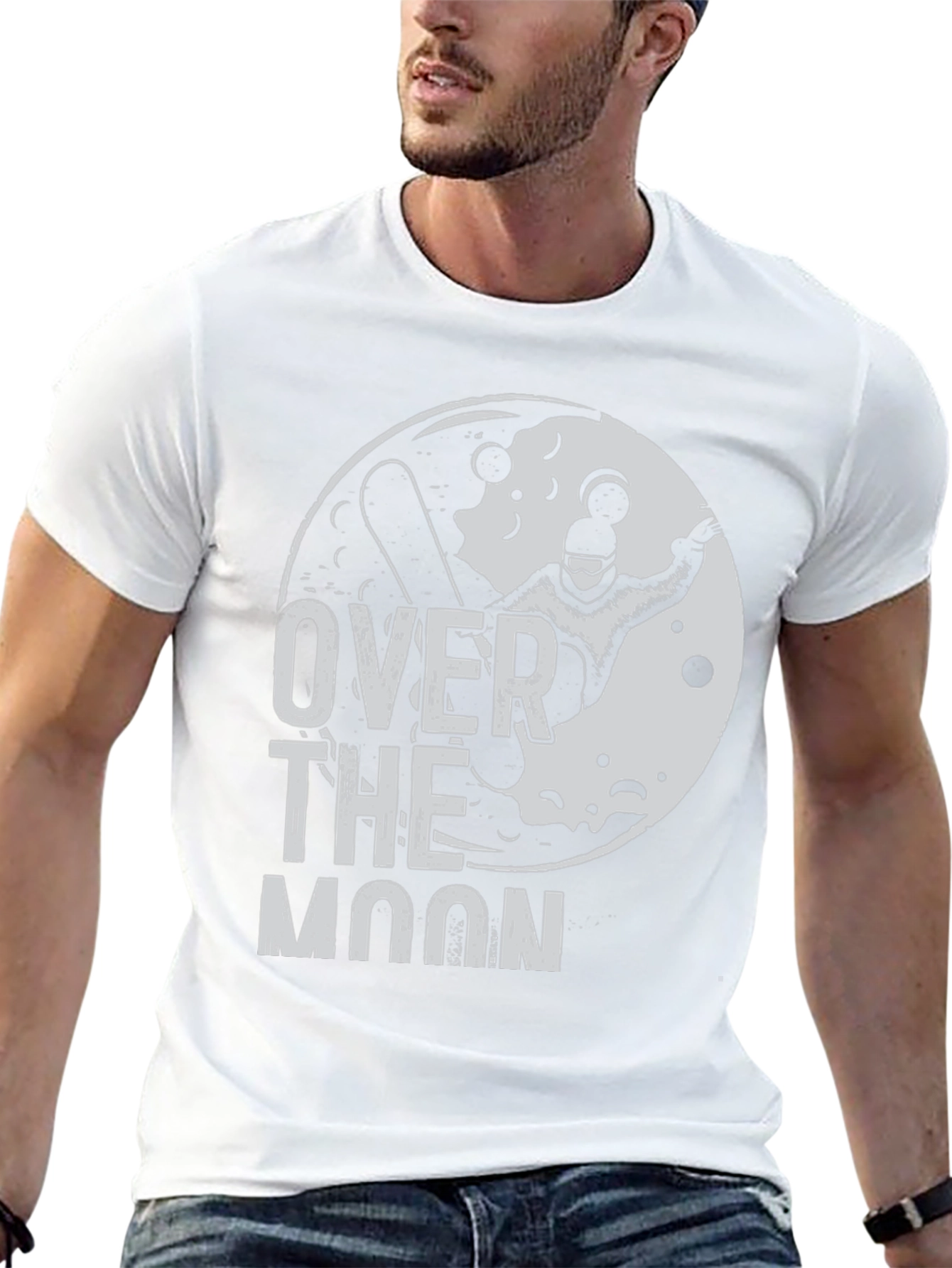 Over the Moon Snowboarder Black Graphic Tee