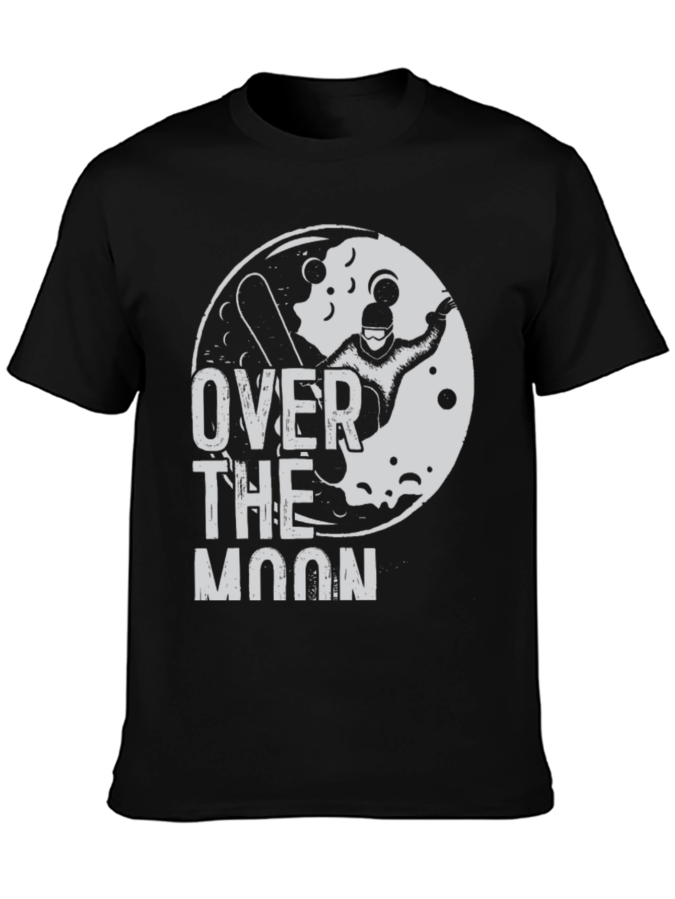 Over the Moon Snowboarder Black Graphic Tee