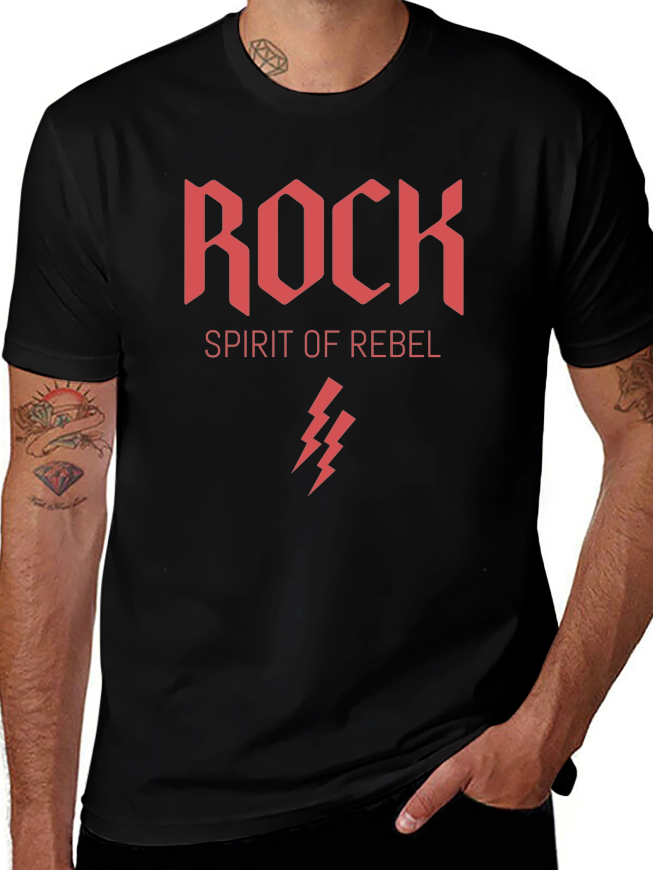 Rock Spirit Rebel Graphic Print Black T-Shirt