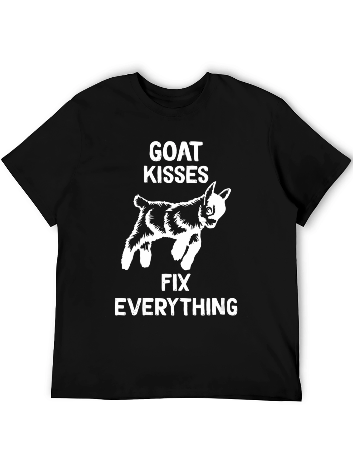 Goat Kisses Fix Everything Black T-Shirt