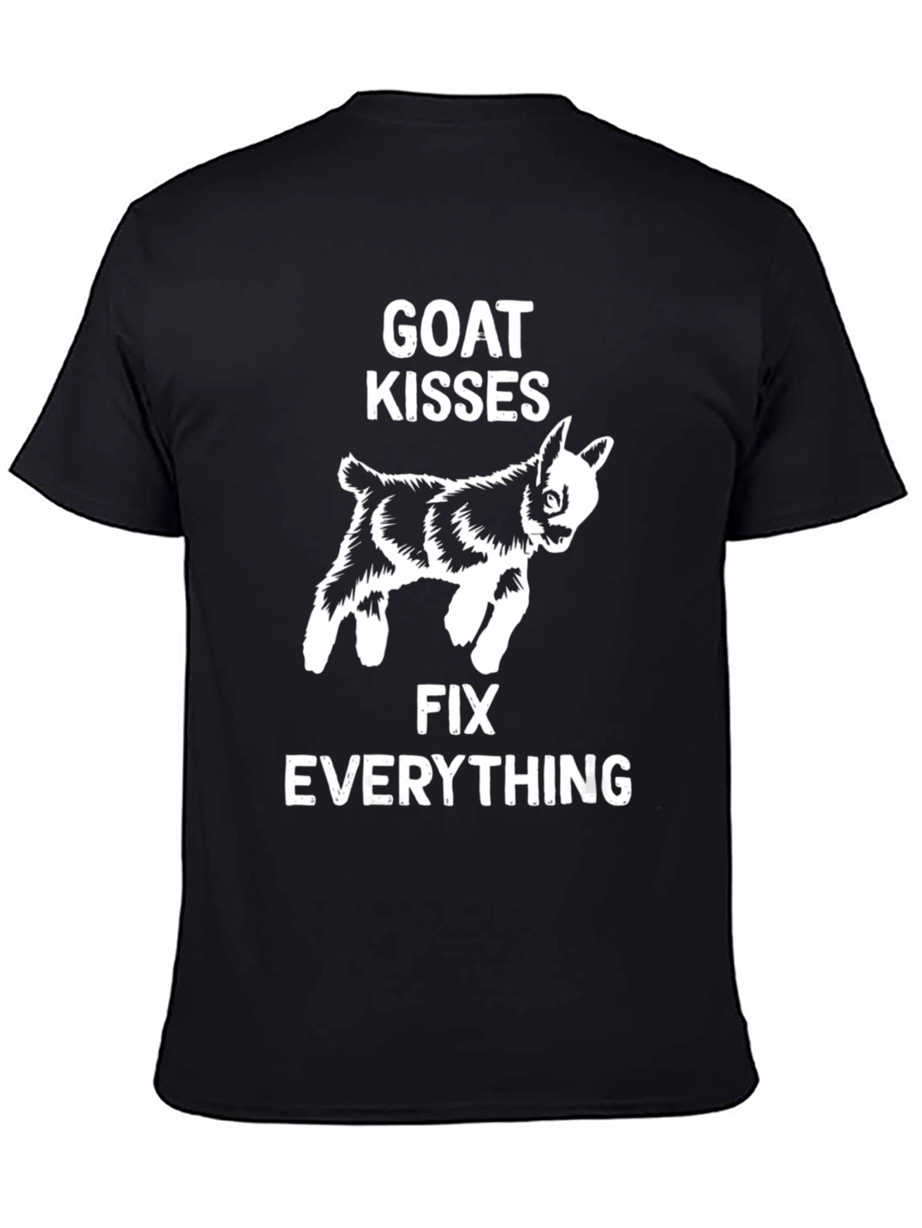 Goat Kisses Fix Everything Black T-Shirt