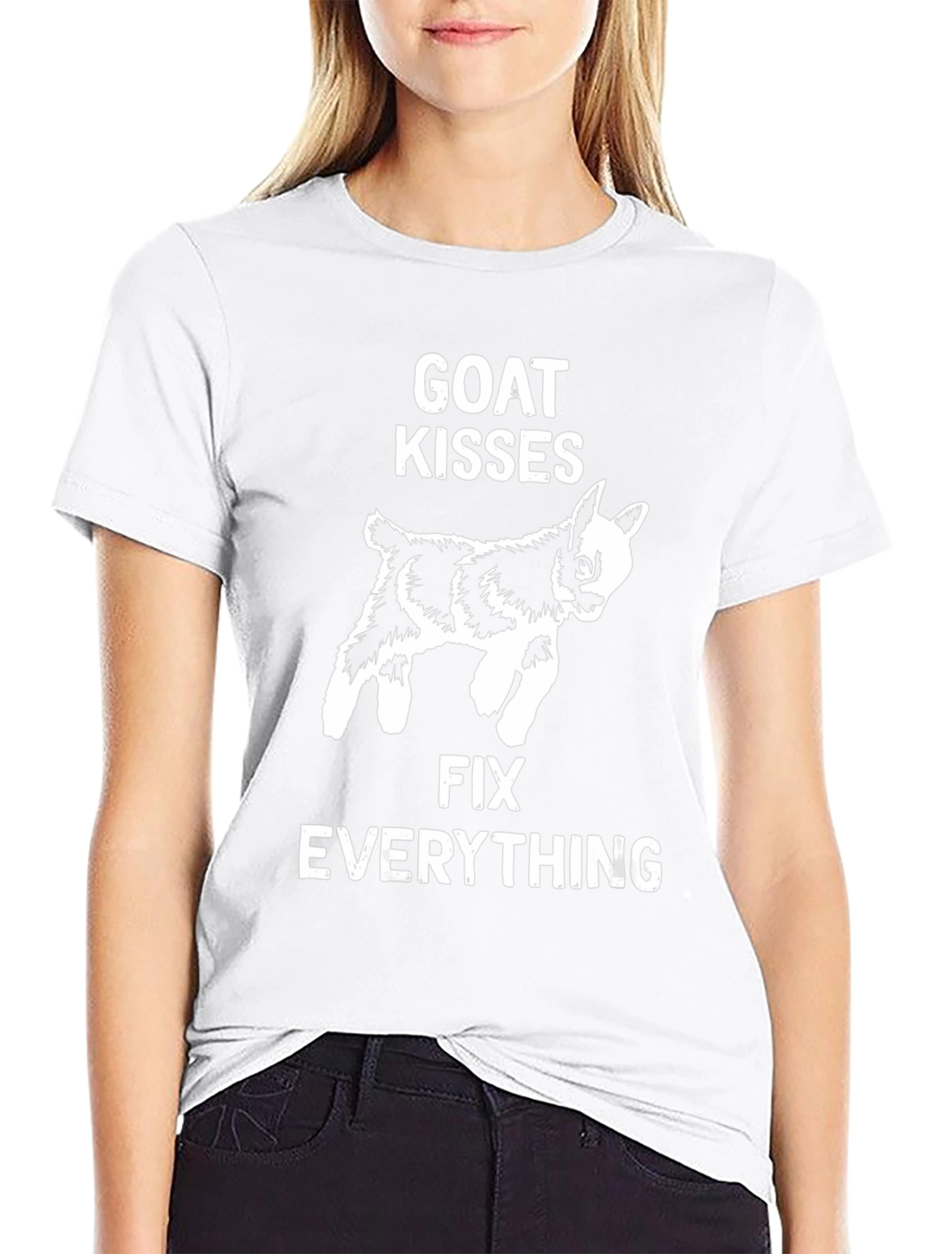 Goat Kisses Fix Everything Black T-Shirt