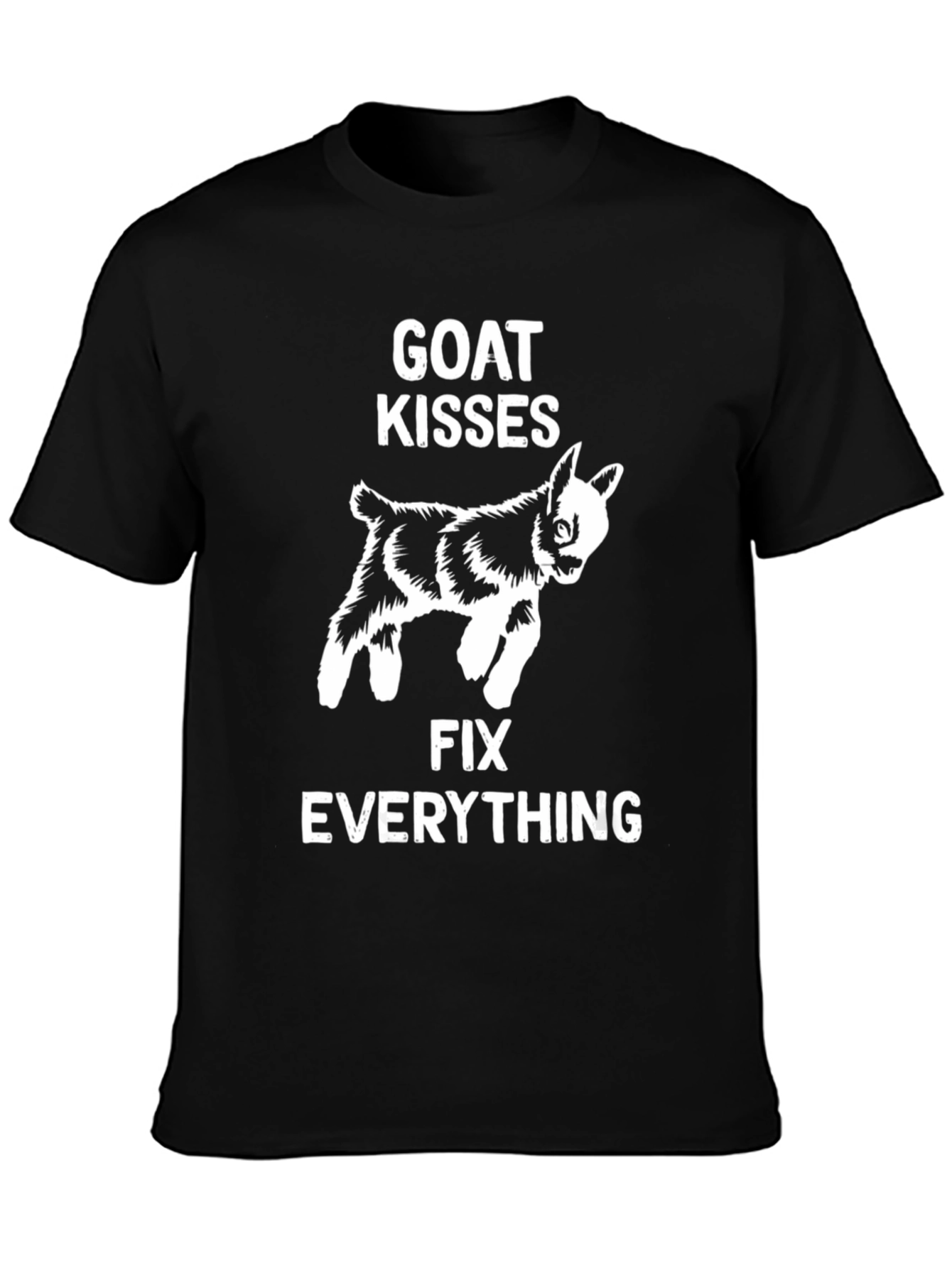 Goat Kisses Fix Everything Black T-Shirt