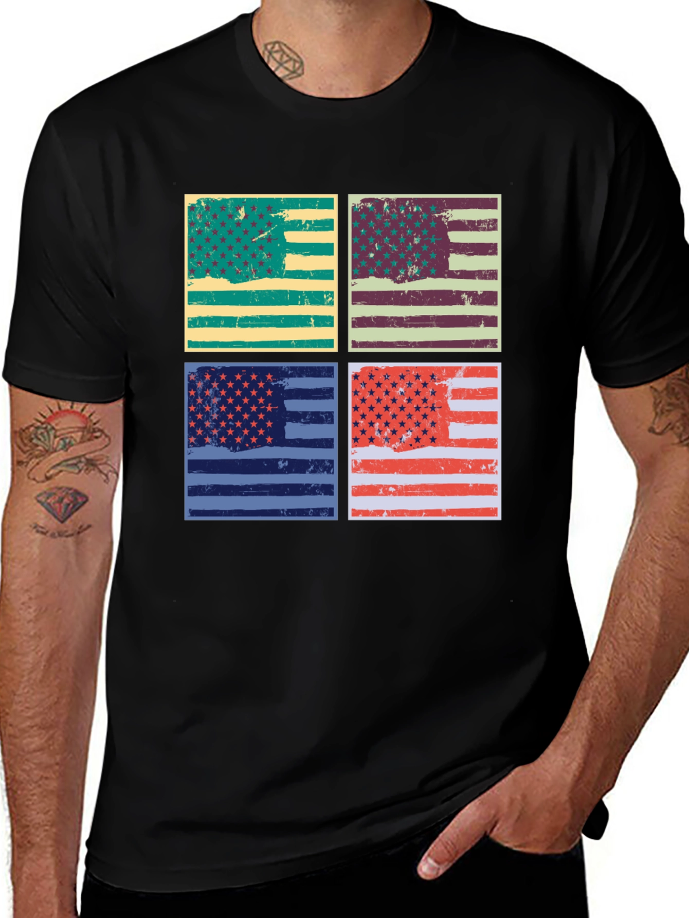 Retro American Flag Graphic T-Shirt - Patriotic Style