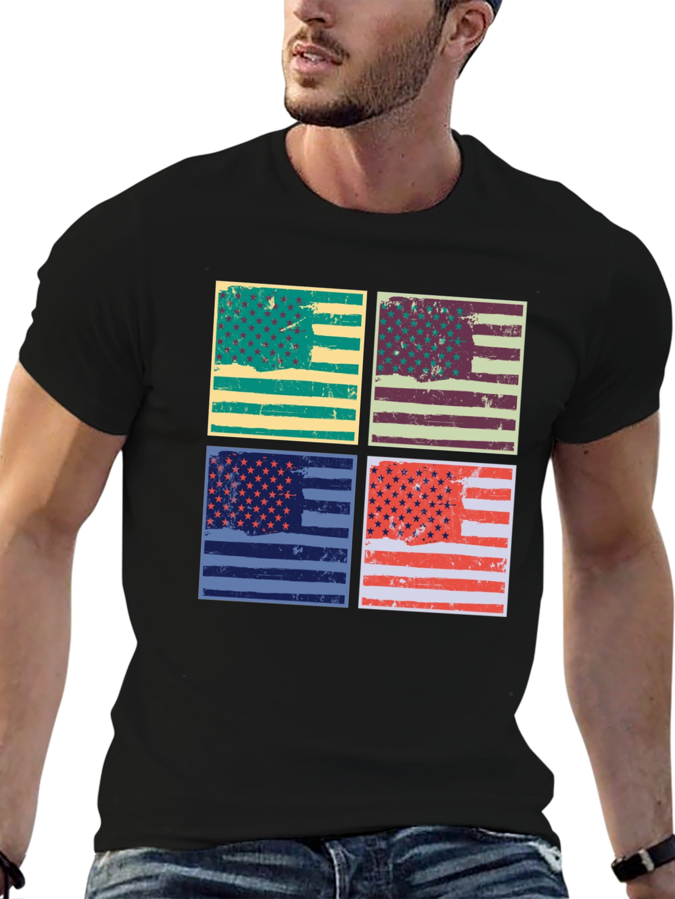 Retro American Flag Graphic T-Shirt - Patriotic Style