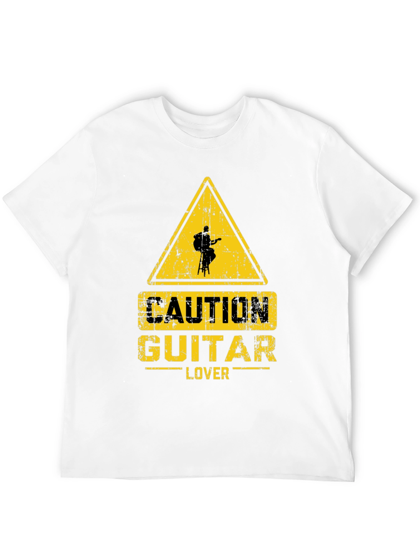 Caution Guitar Lover Graphic T-Shirt - Black