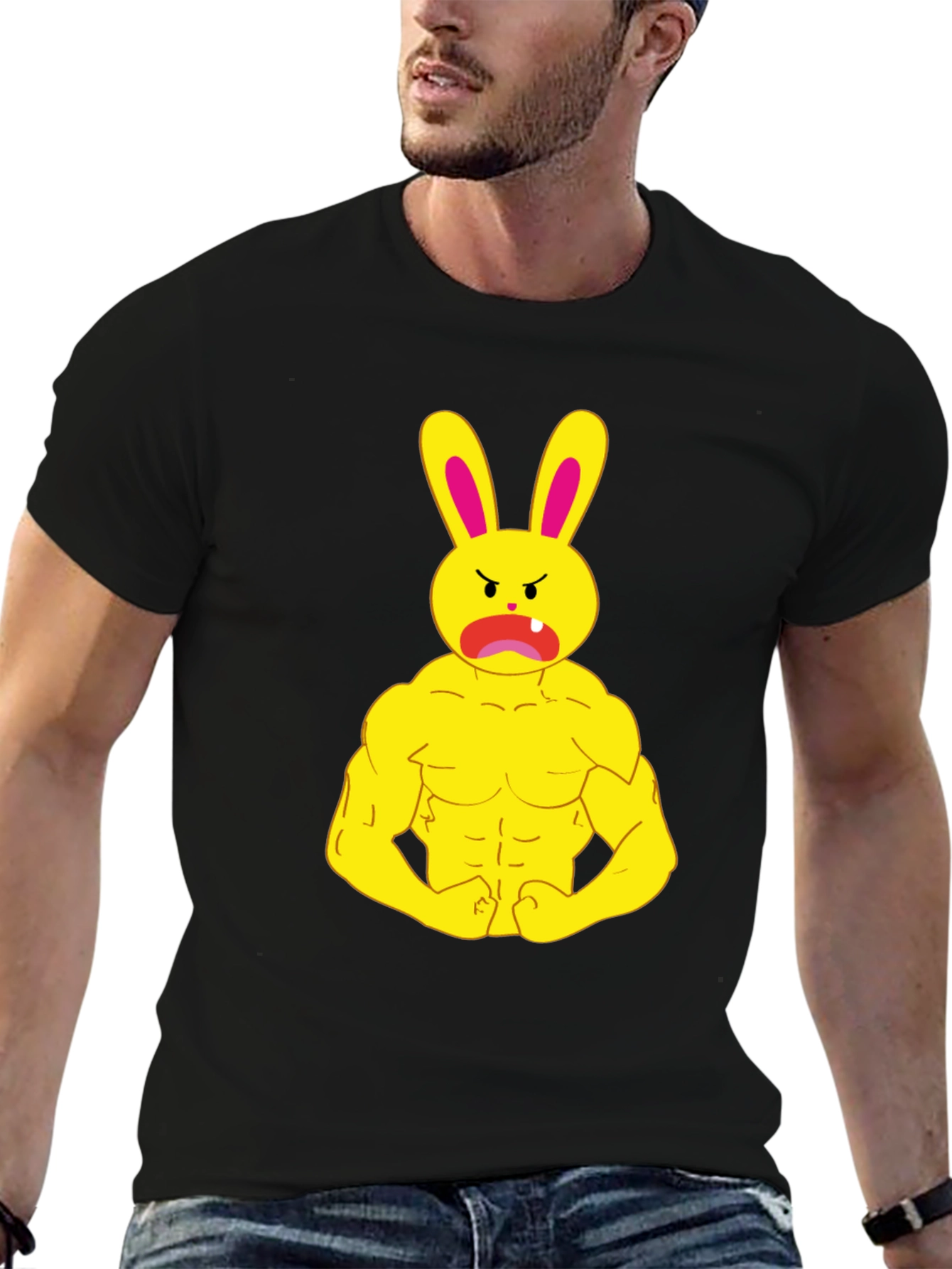 Angry Bunny Gym Black T-Shirt