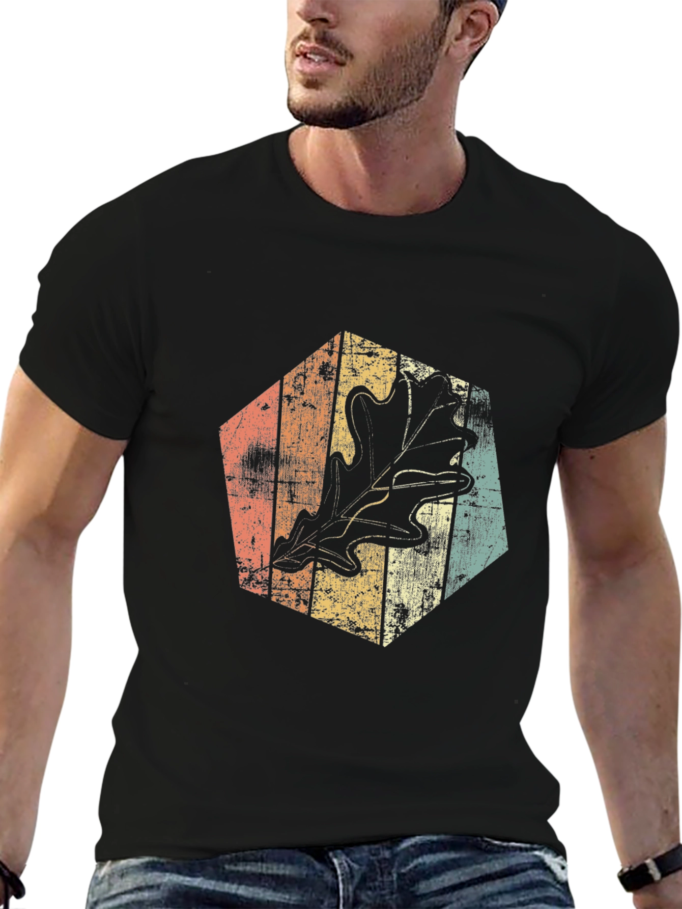 Retro Leaf Graphic Tee - Stylish Casual Wear