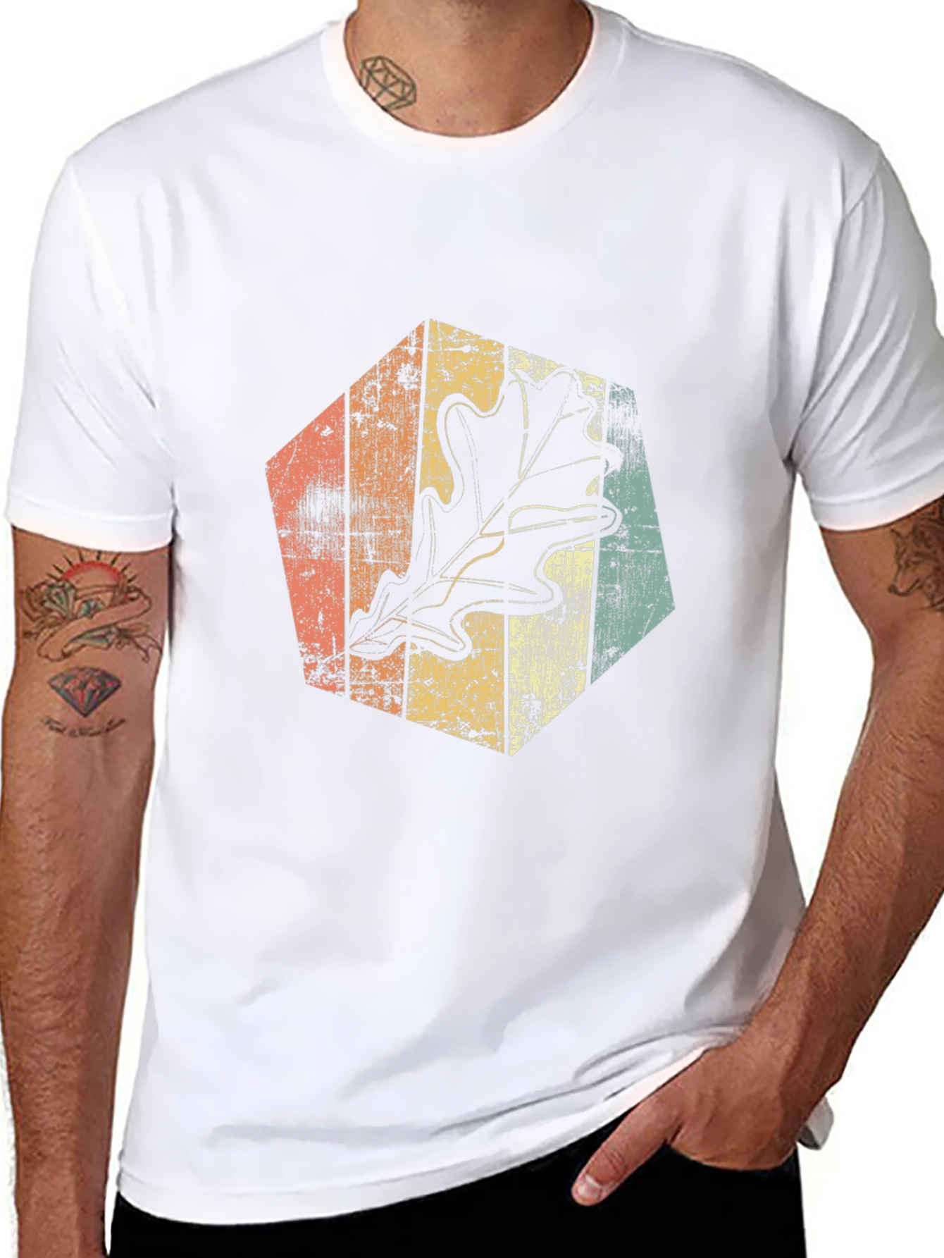 Retro Leaf Graphic Tee - Stylish Casual Wear