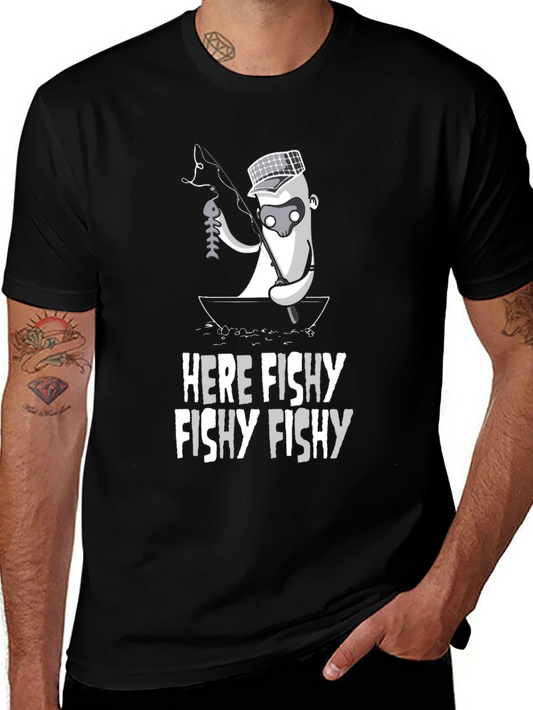 Here Fishy T-Shirt - Funny Fishing Graphic Tee