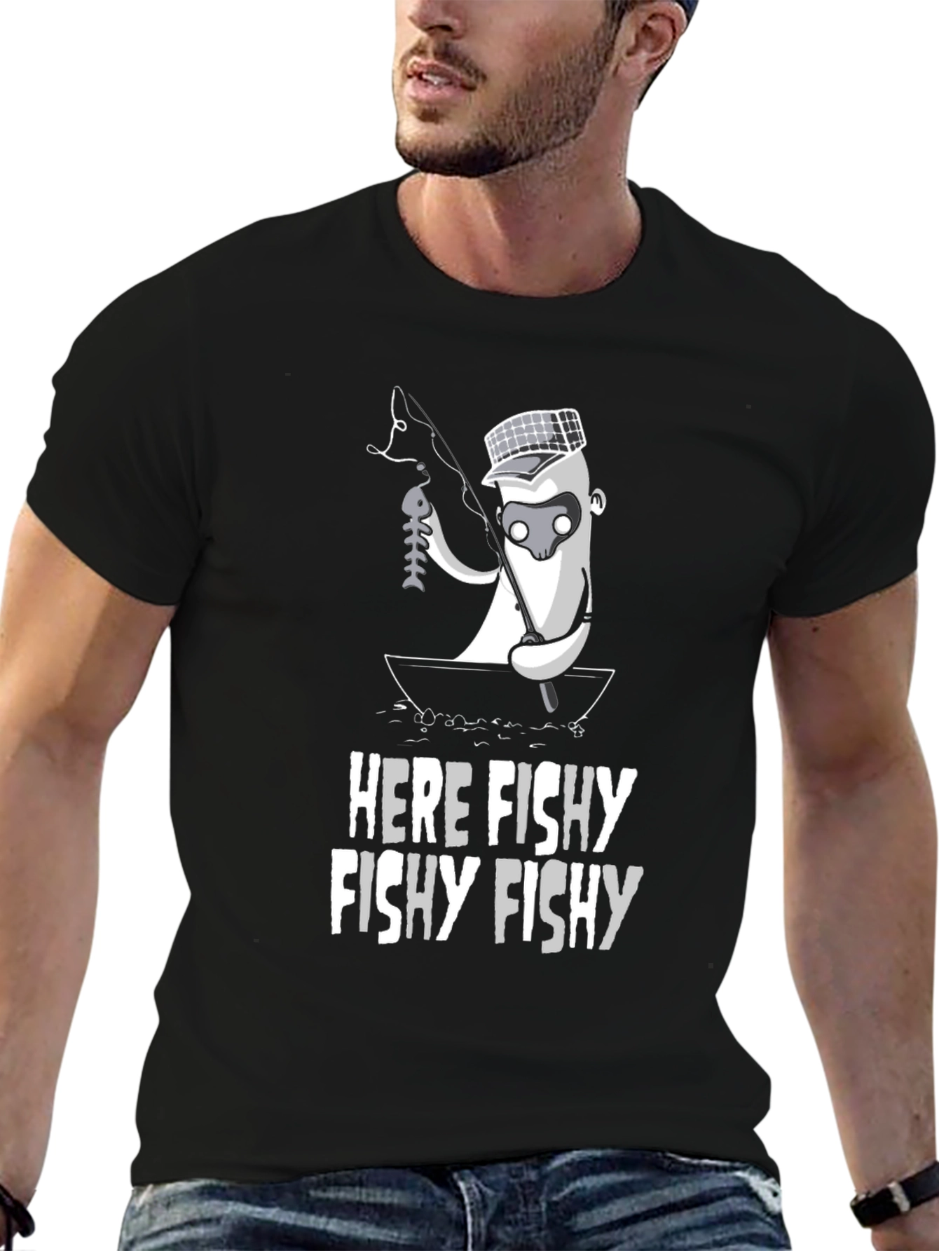 Here Fishy T-Shirt - Funny Fishing Graphic Tee