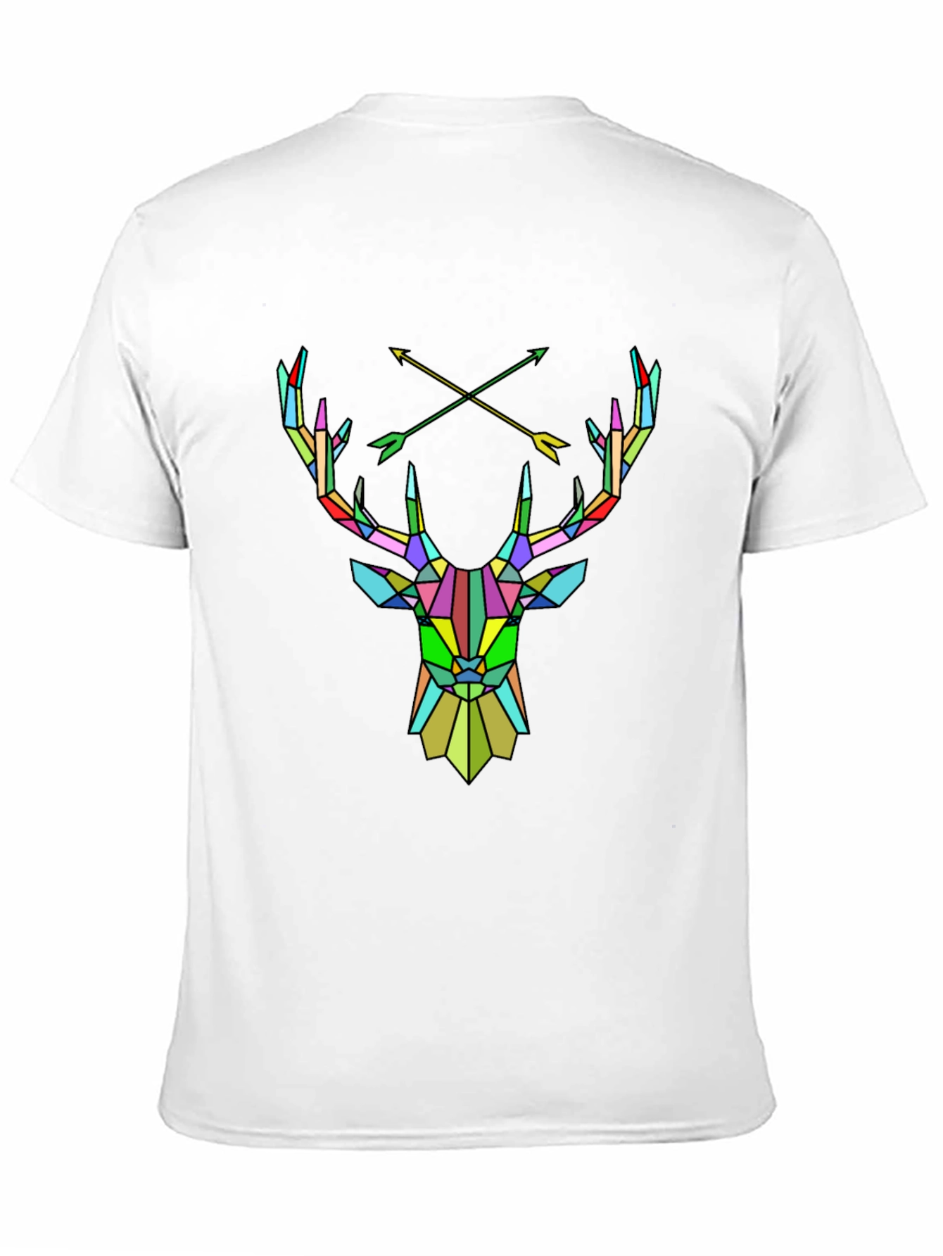 Geometric Deer Head Graphic Tee - Mens Black T-Shirt
