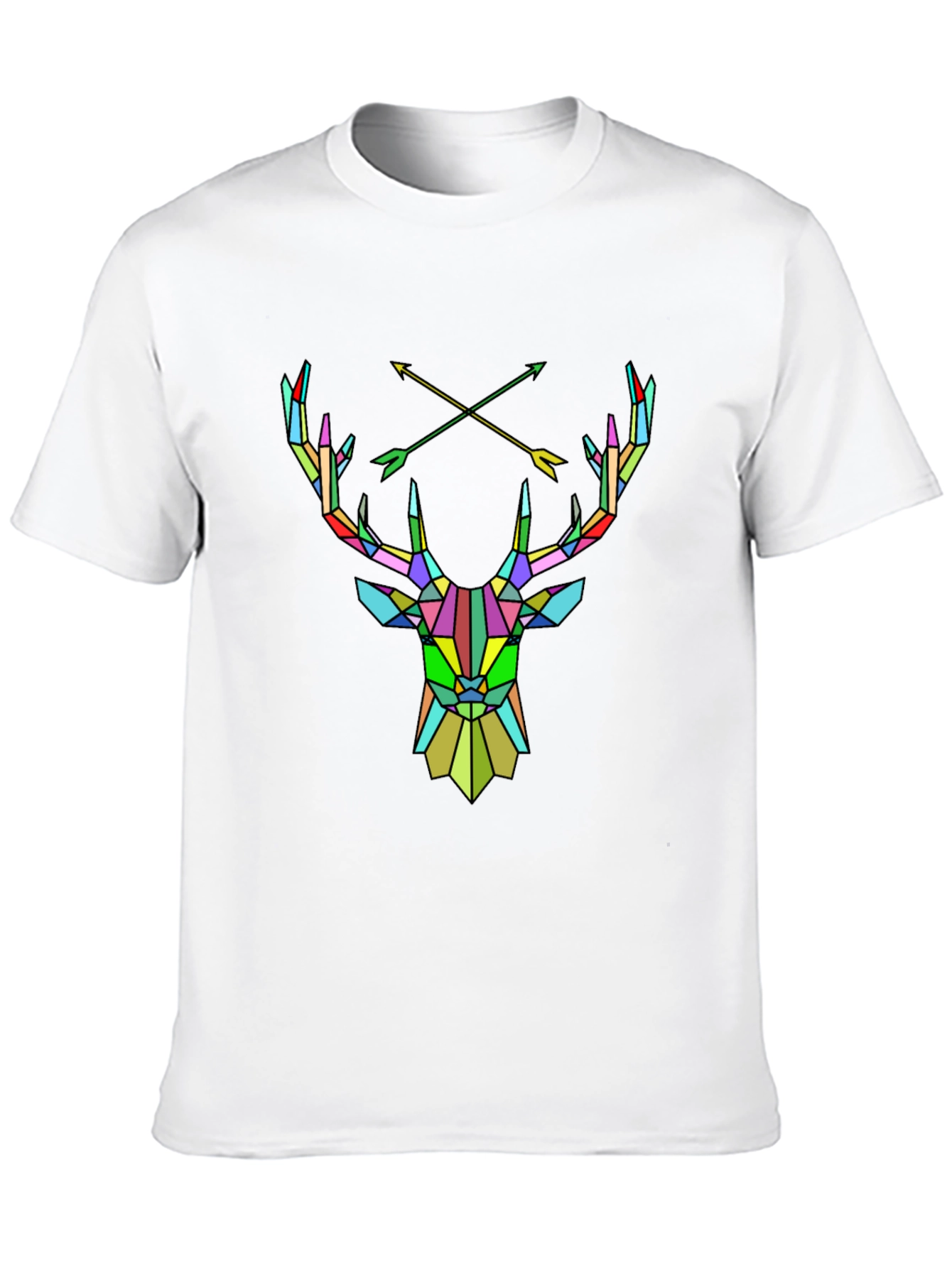 Geometric Deer Head Graphic Tee - Mens Black T-Shirt
