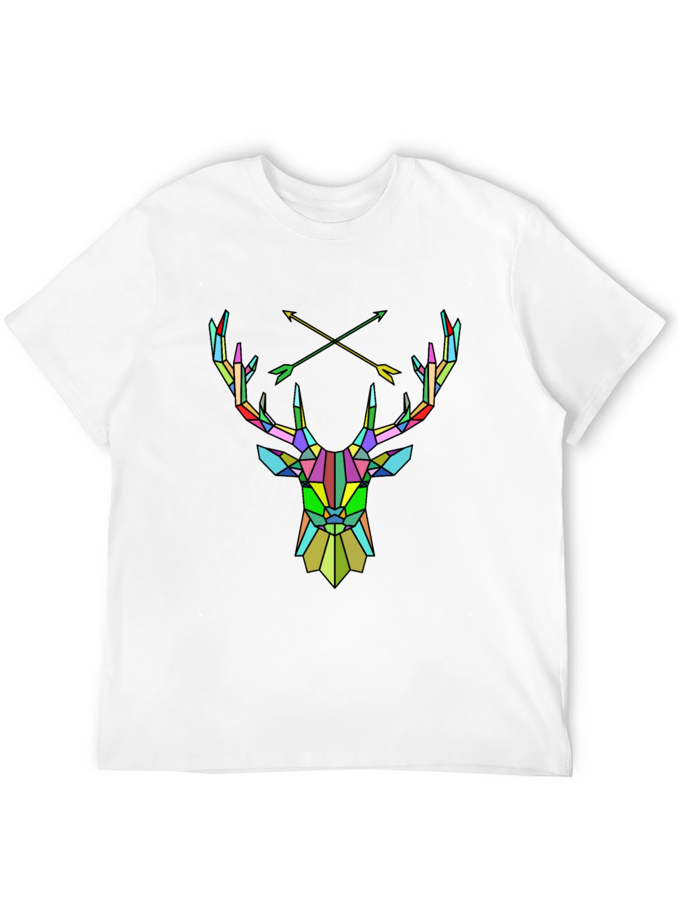 Geometric Deer Head Graphic Tee - Mens Black T-Shirt